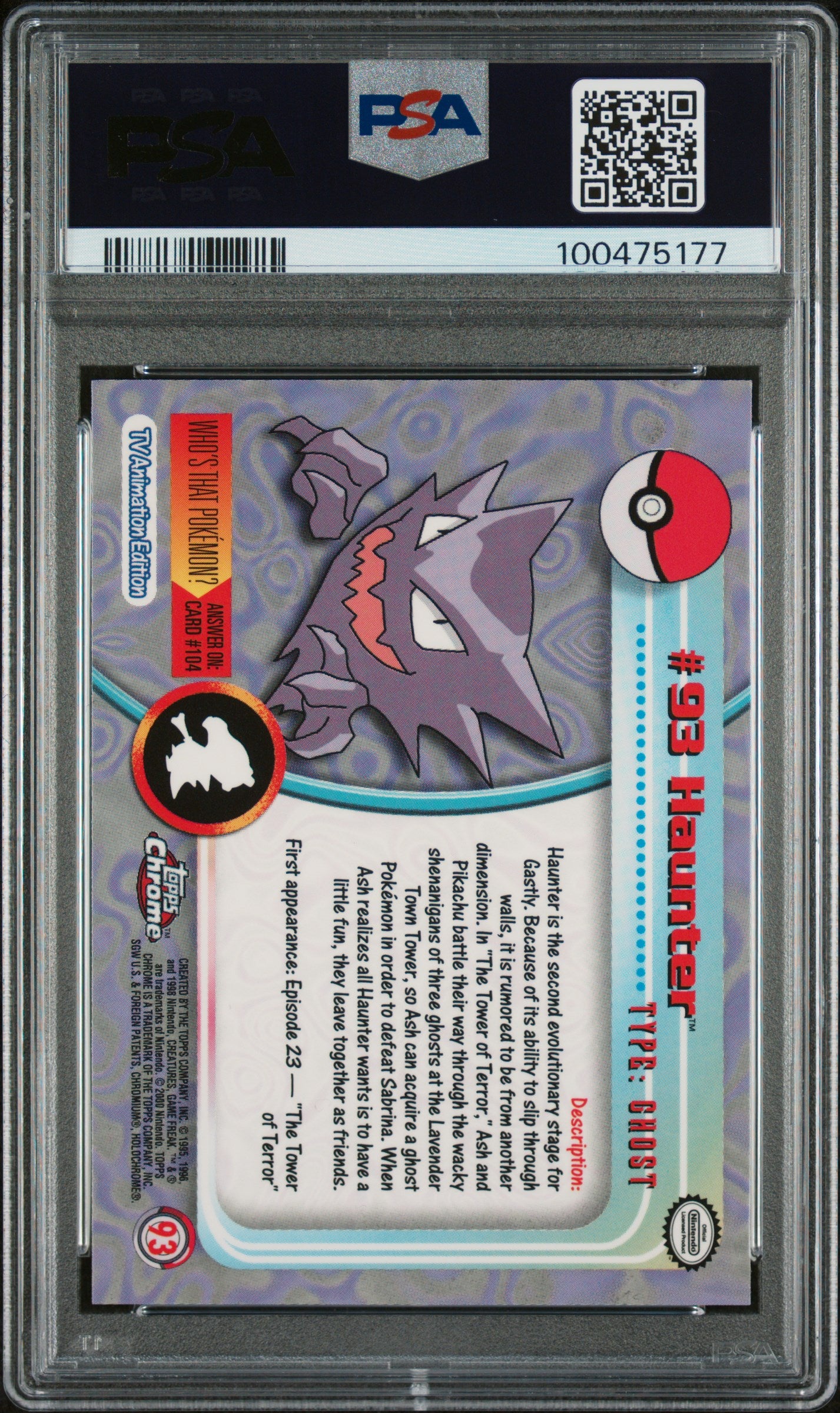 PSA 10 2000 HAUNTER 93 TOPPS CHROME T.V.