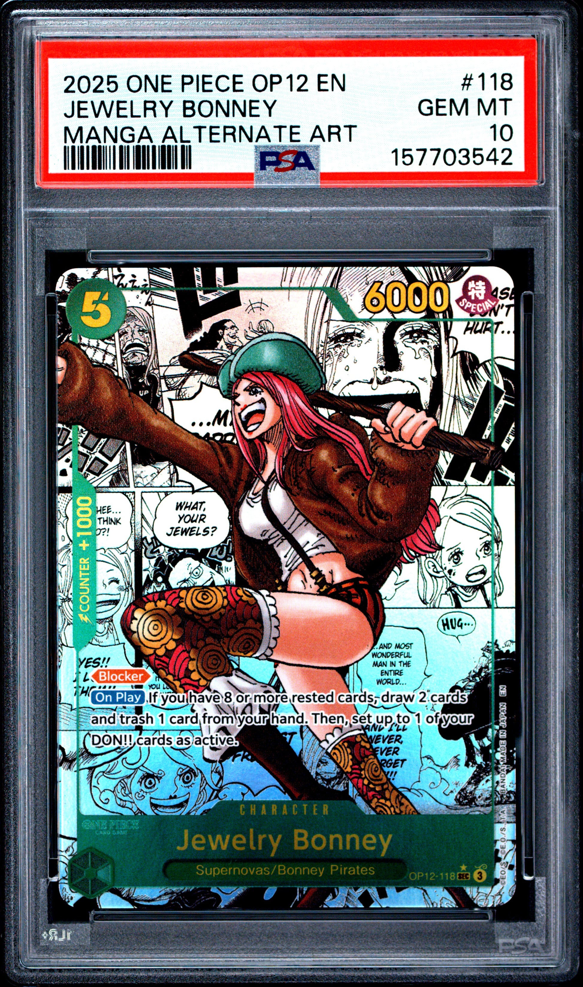 PSA 10 2025 JEWELRY BONNEY 118 ONE PIECE OP12-LEGACY OF THE MASTER