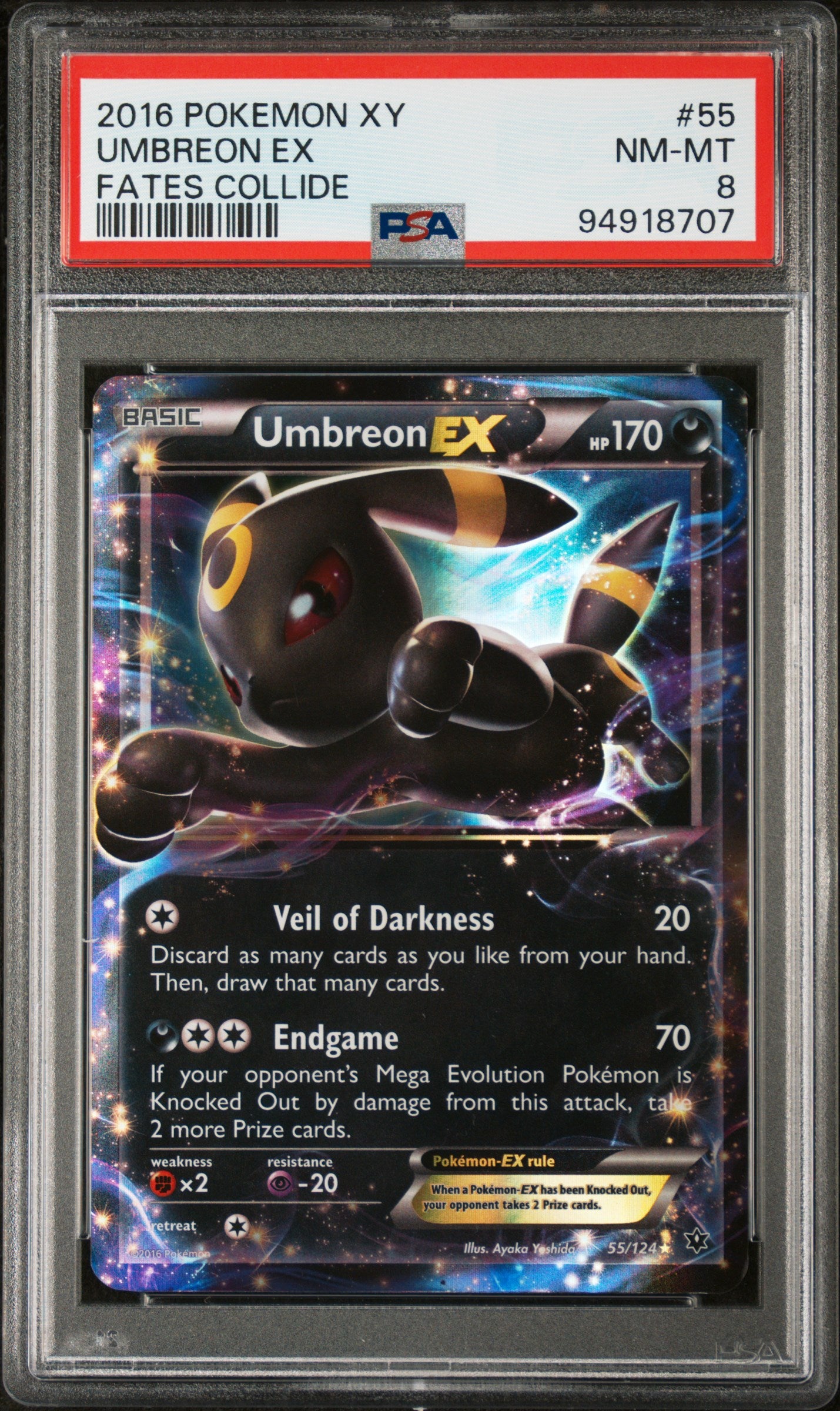 PSA 8 2016 UMBREON EX 55 FATES COLLIDE