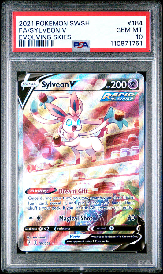 PSA 10 2021 SYLVEON V 184/203 EVOLVING SKIES