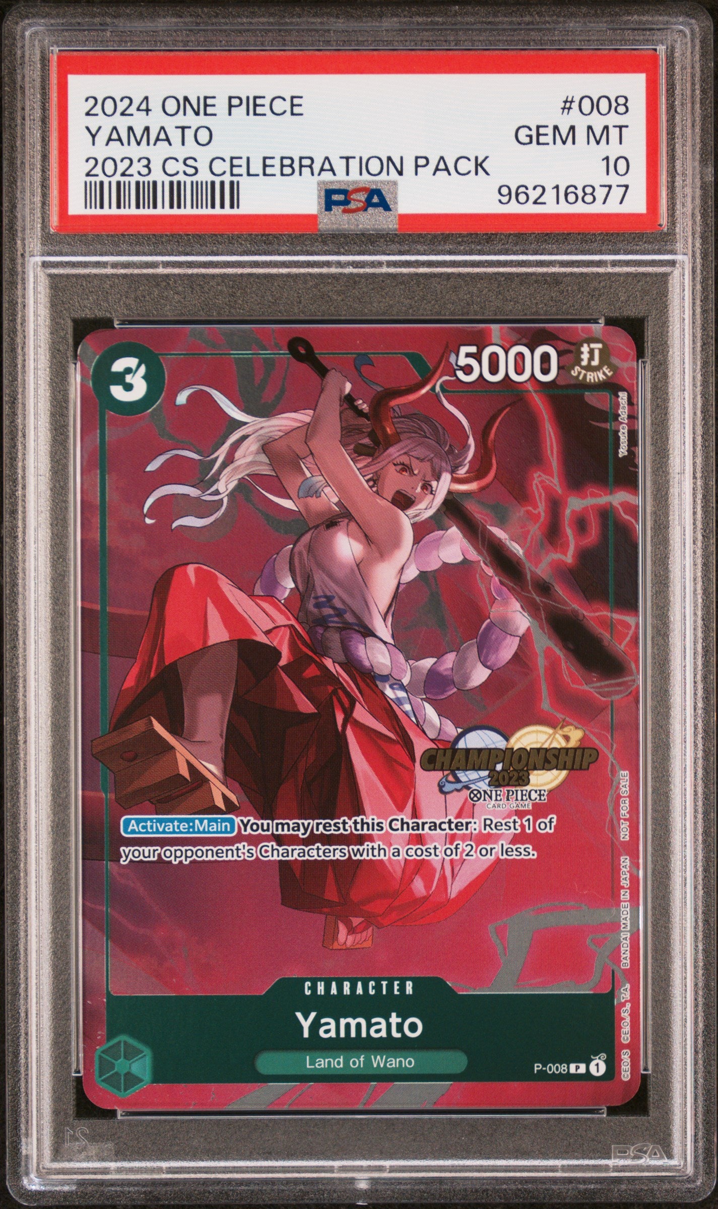 PSA 10 2024 YAMATO 008 ONE PIECE CHAMPIONSHIP 2023 CELEBRATION PACK