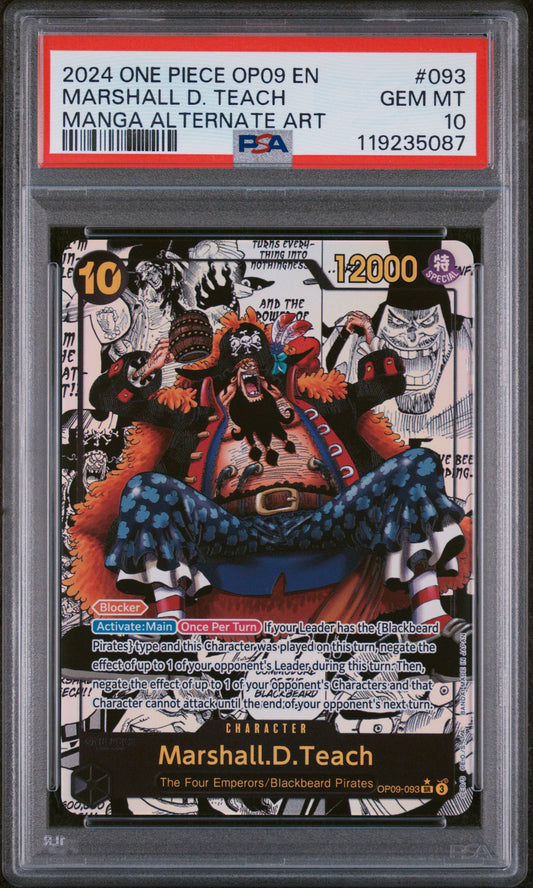 PSA 10 2024 MARSHALL D. TEACH 093 ONE PIECE OP09-EMPERORS IN THE NEW WORLD
