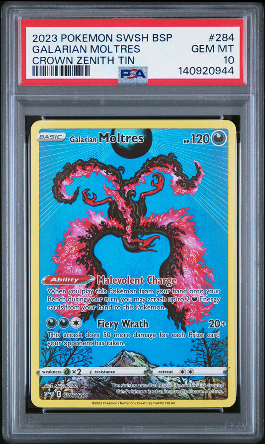 PSA 10 2023 GALARIAN MOLTRES 284 SWSH BLACK STAR PROMO
