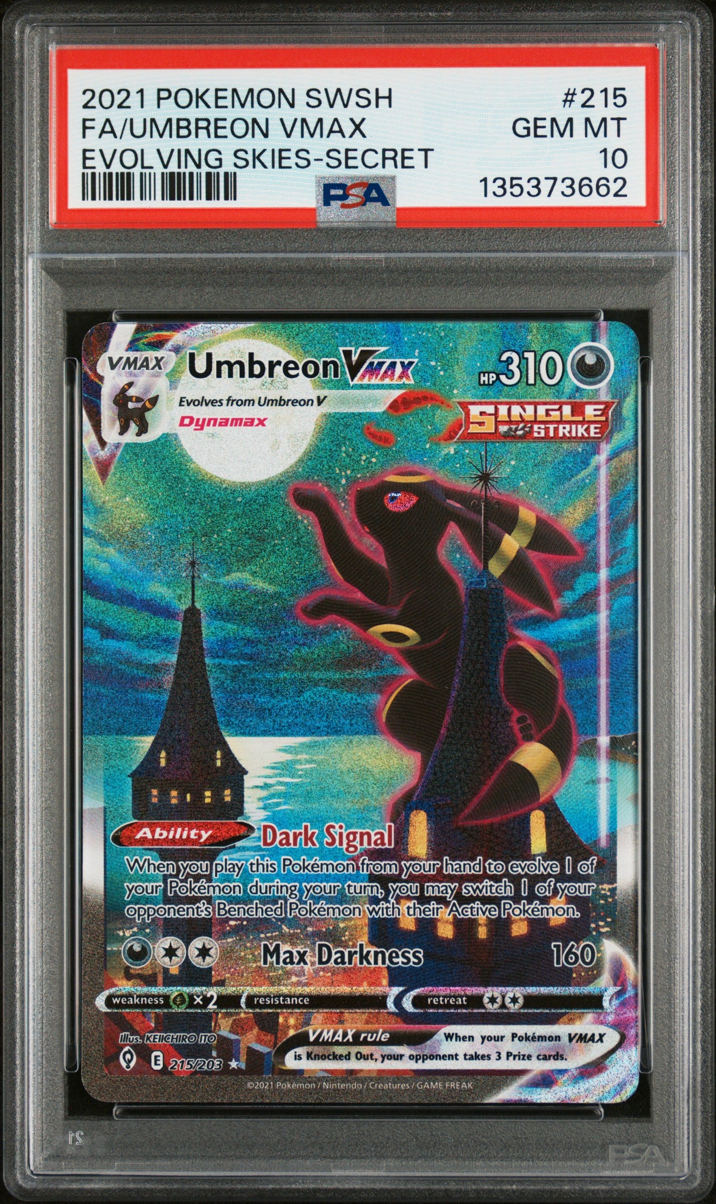 PSA 10 2021 UMBREON VMAX 215 EVOLVING SKIES