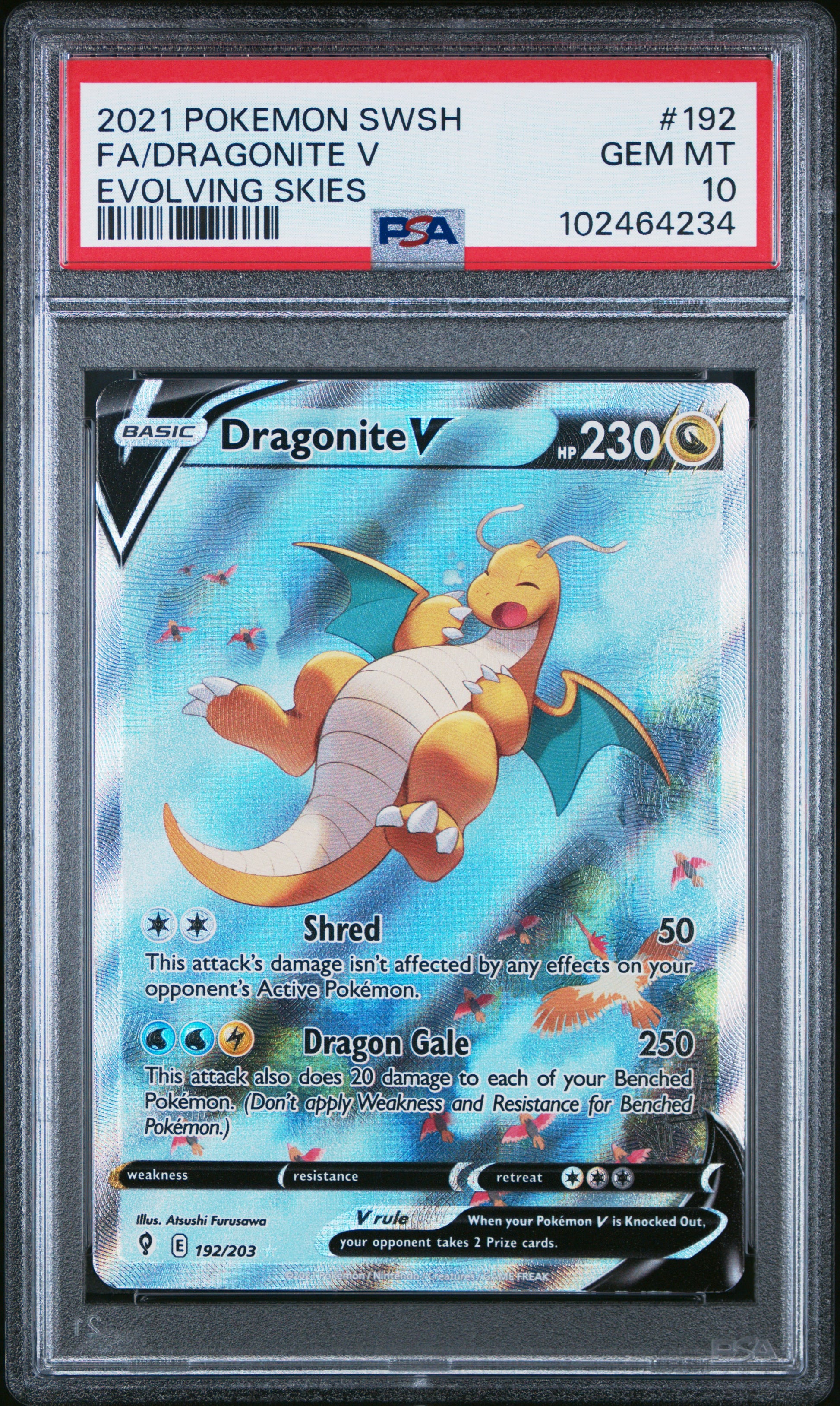 PSA 10 2021 DRAGONITE V 192 EVOLVING SKIES