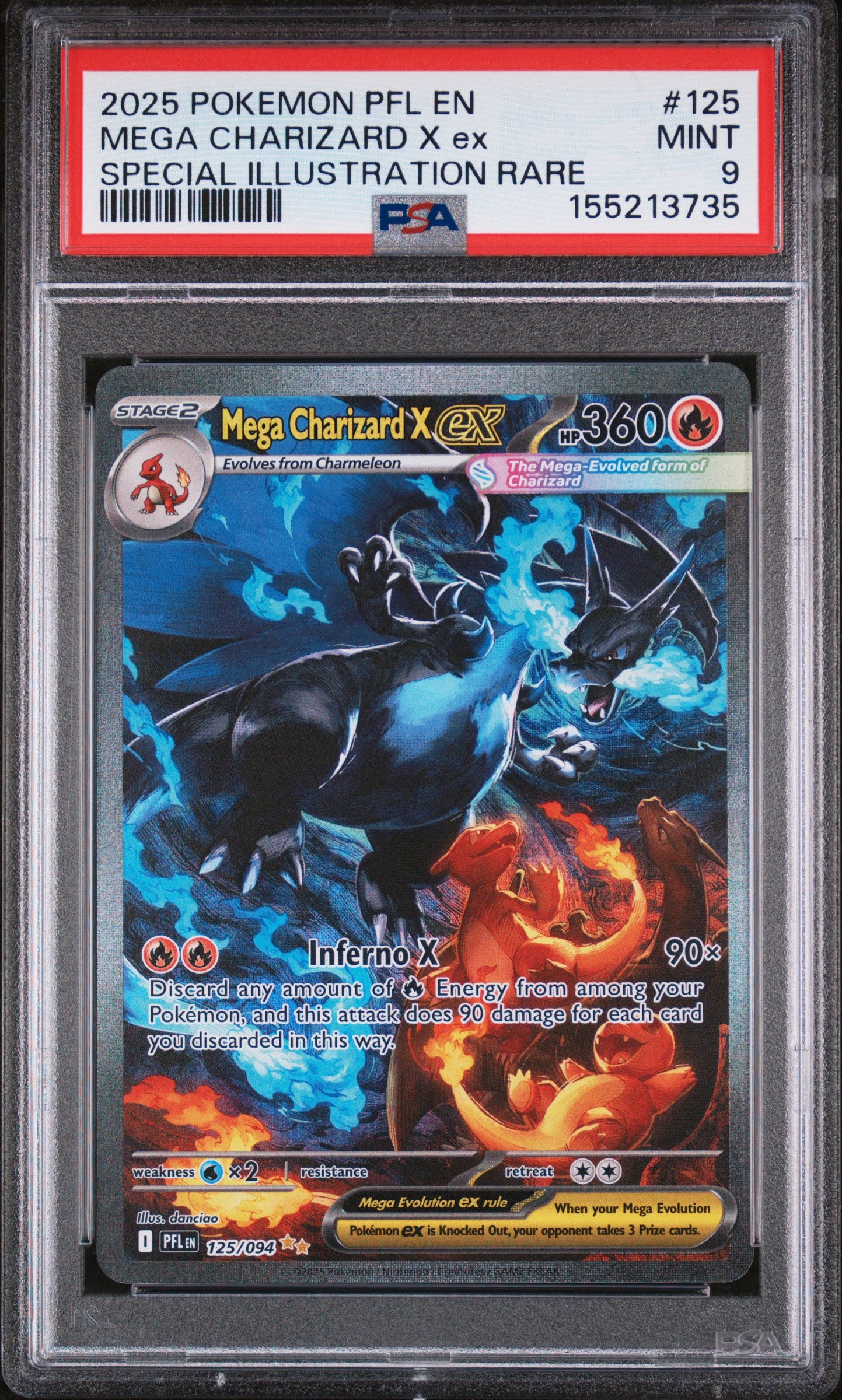 PSA 9 2025 MEGA CHARIZARD X EX 125 PFL EN-PHANTASMAL FLAMES