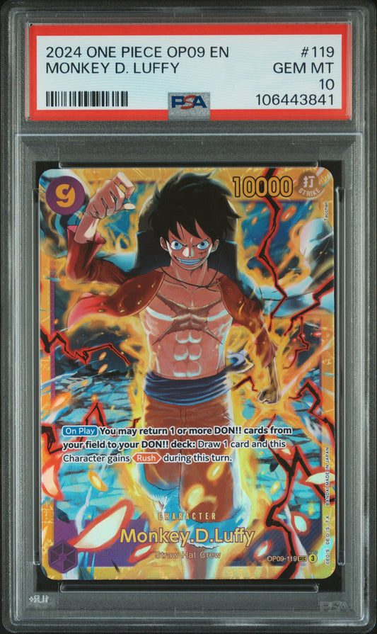 PSA 10 2024 MONKEY D. LUFFY 119 ONE PIECE OP09-EMPERORS IN THE NEW WORLD