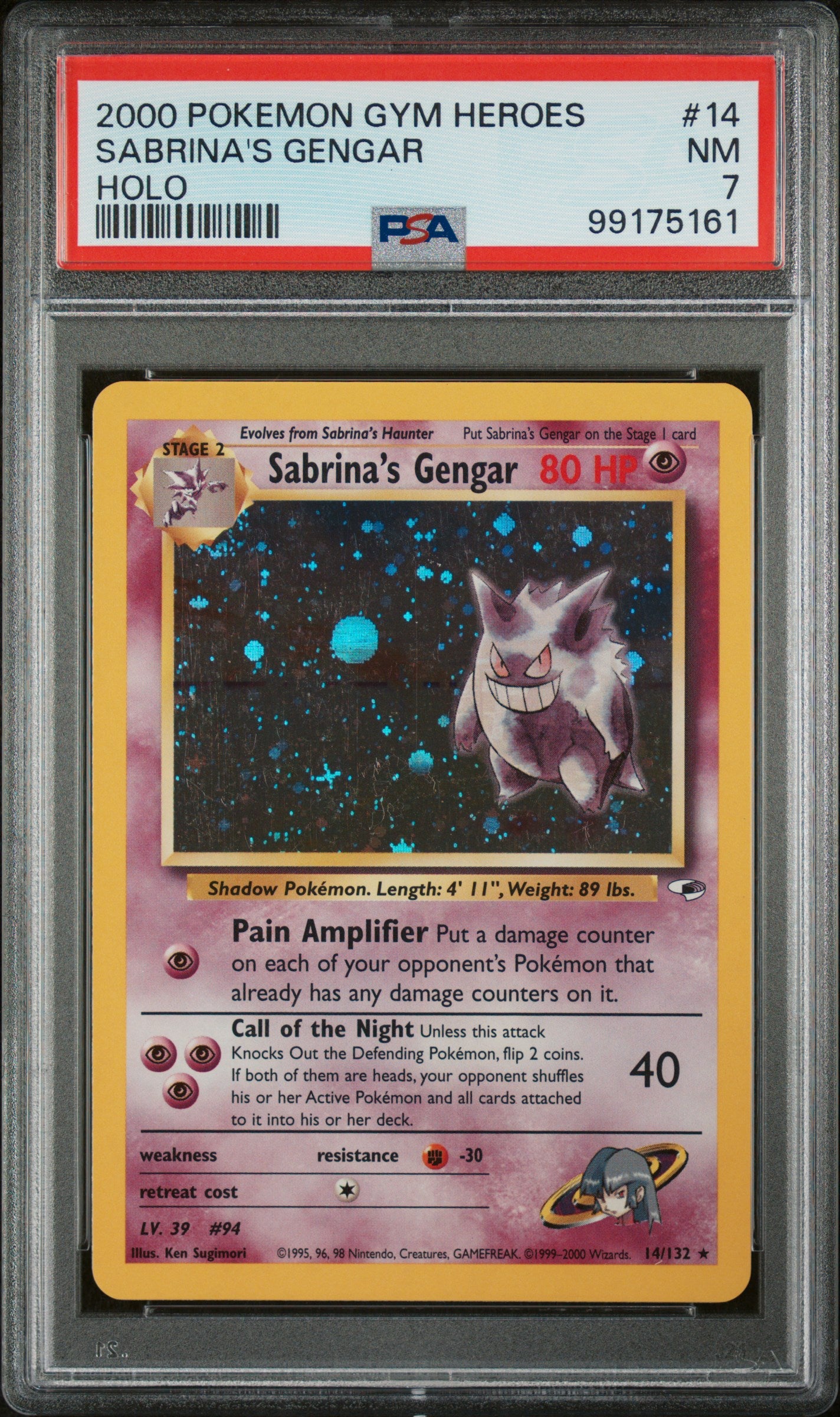 PSA 7 2000 SABRINA'S GENGAR 14/132 GYM HEROES