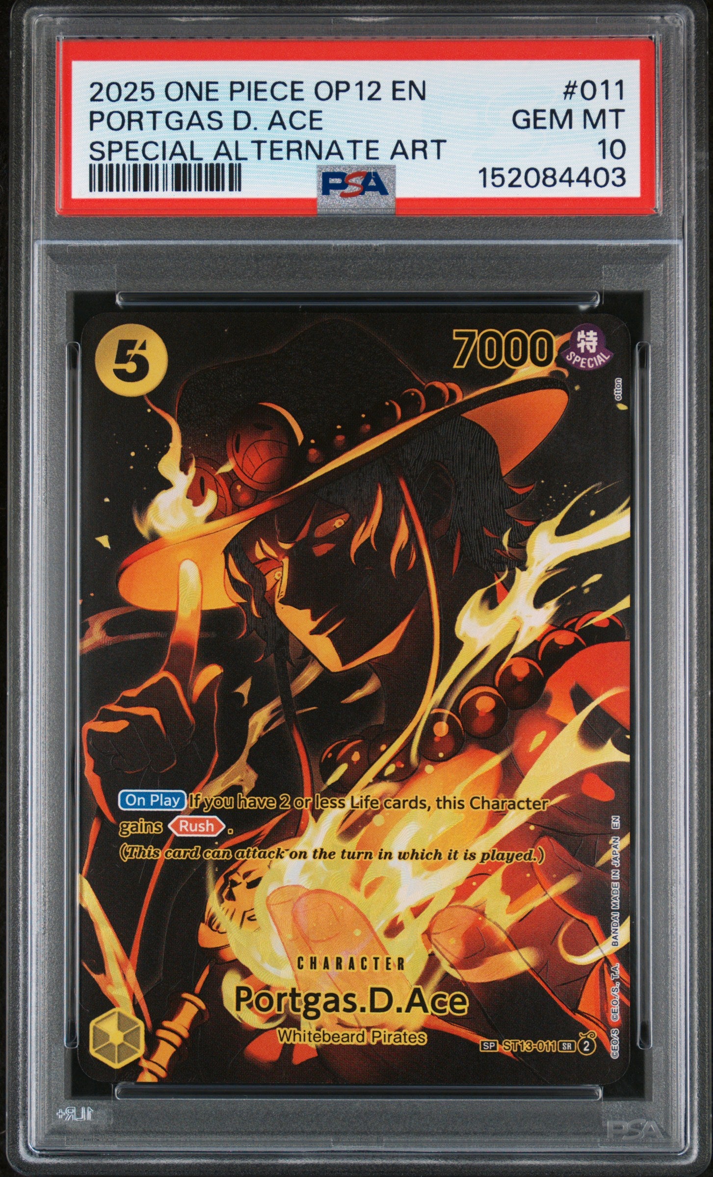 PSA 10 2025 PORTGAS D. ACE 011 ONE PIECE OP12-LEGACY OF THE MASTER