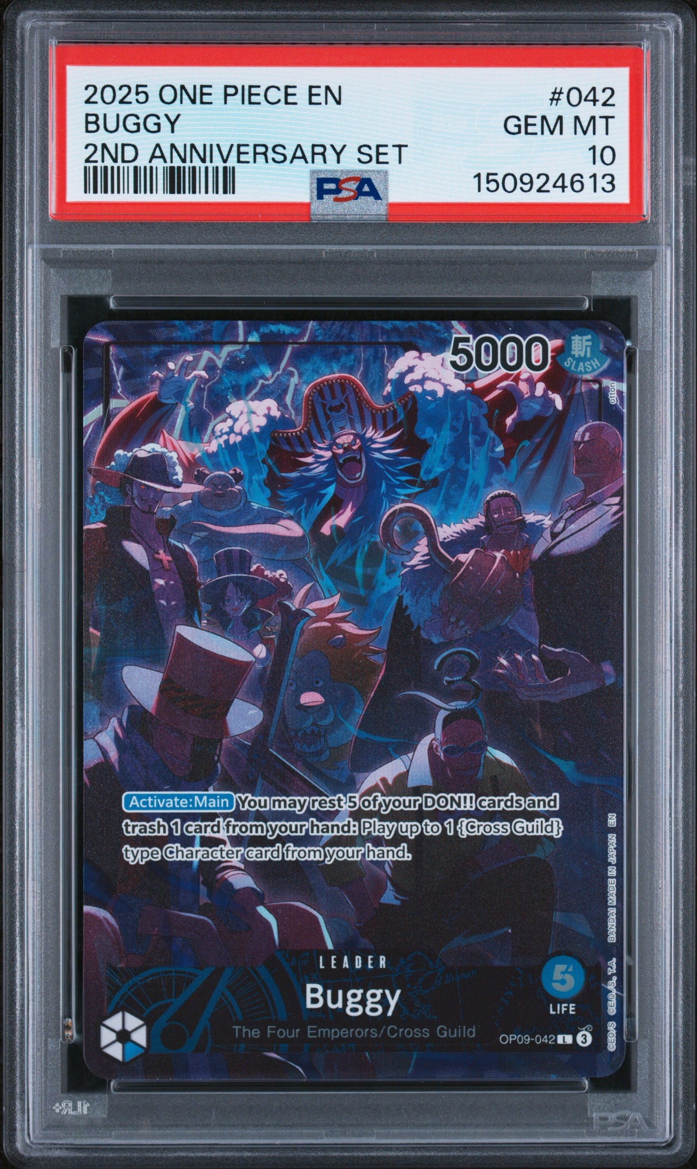 PSA 10 2025 BUGGY 042 ONE PIECE ENGLISH VERSION 2ND ANNIVERSARY SET