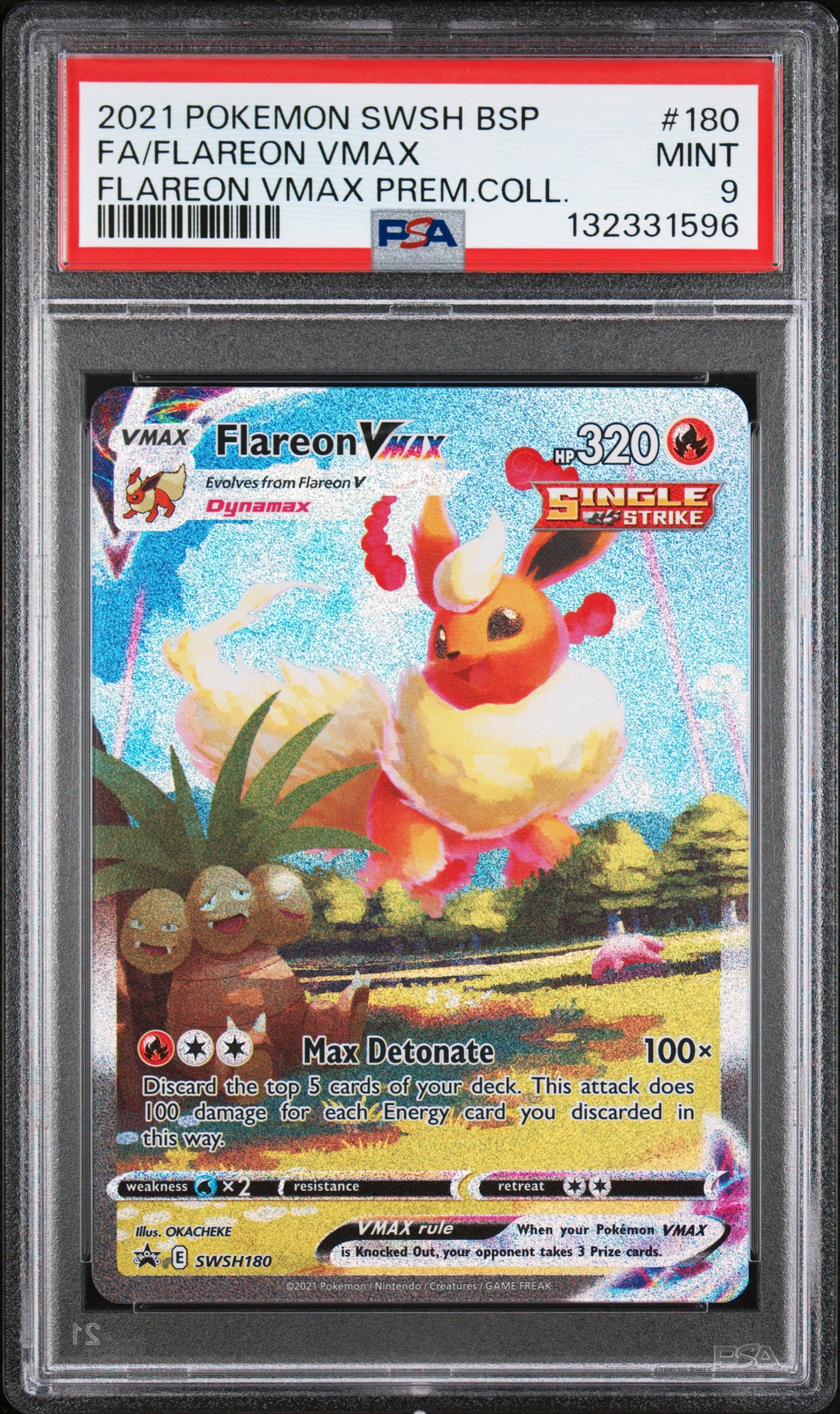 PSA 9 2021 FLAREON VMAX 180 SWSH BLACK STAR PROMO