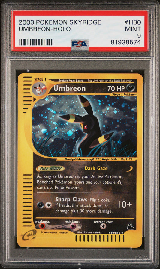 PSA 9 2003 UMBREON HOLO H30 SKYRIDGE