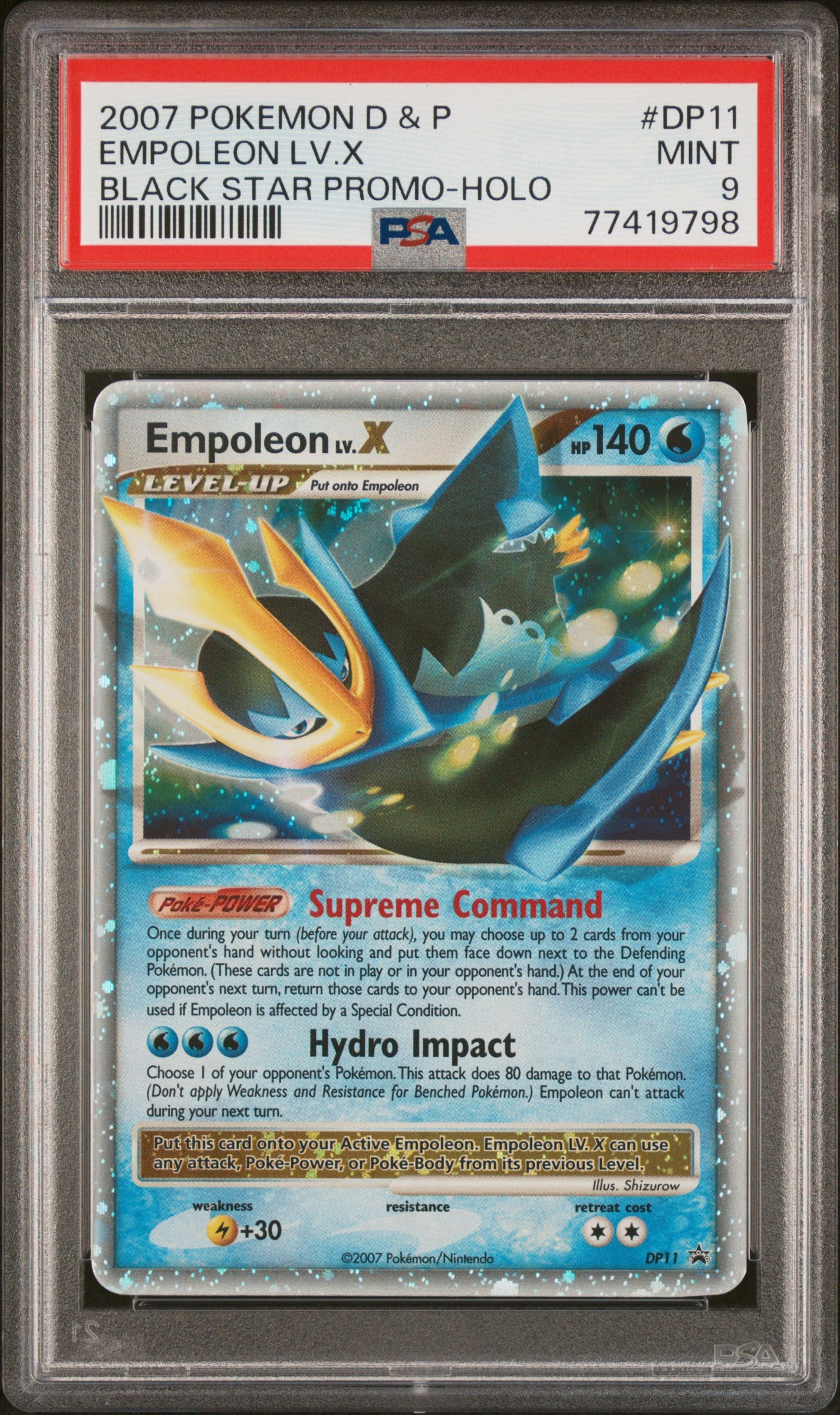 PSA 9 2007 EMPOLEON LV.X DP11 BLACK STAR PROMO