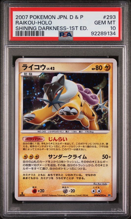 PSA 10 2007 RAIKOU HOLO 293 SHINING DARKNESS DP3