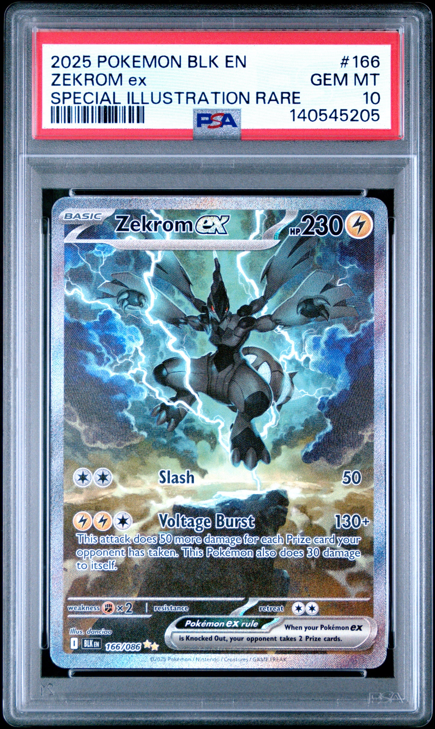 PSA 10 2025 ZEKROM EX 166 BLK EN-BLACK BOLT