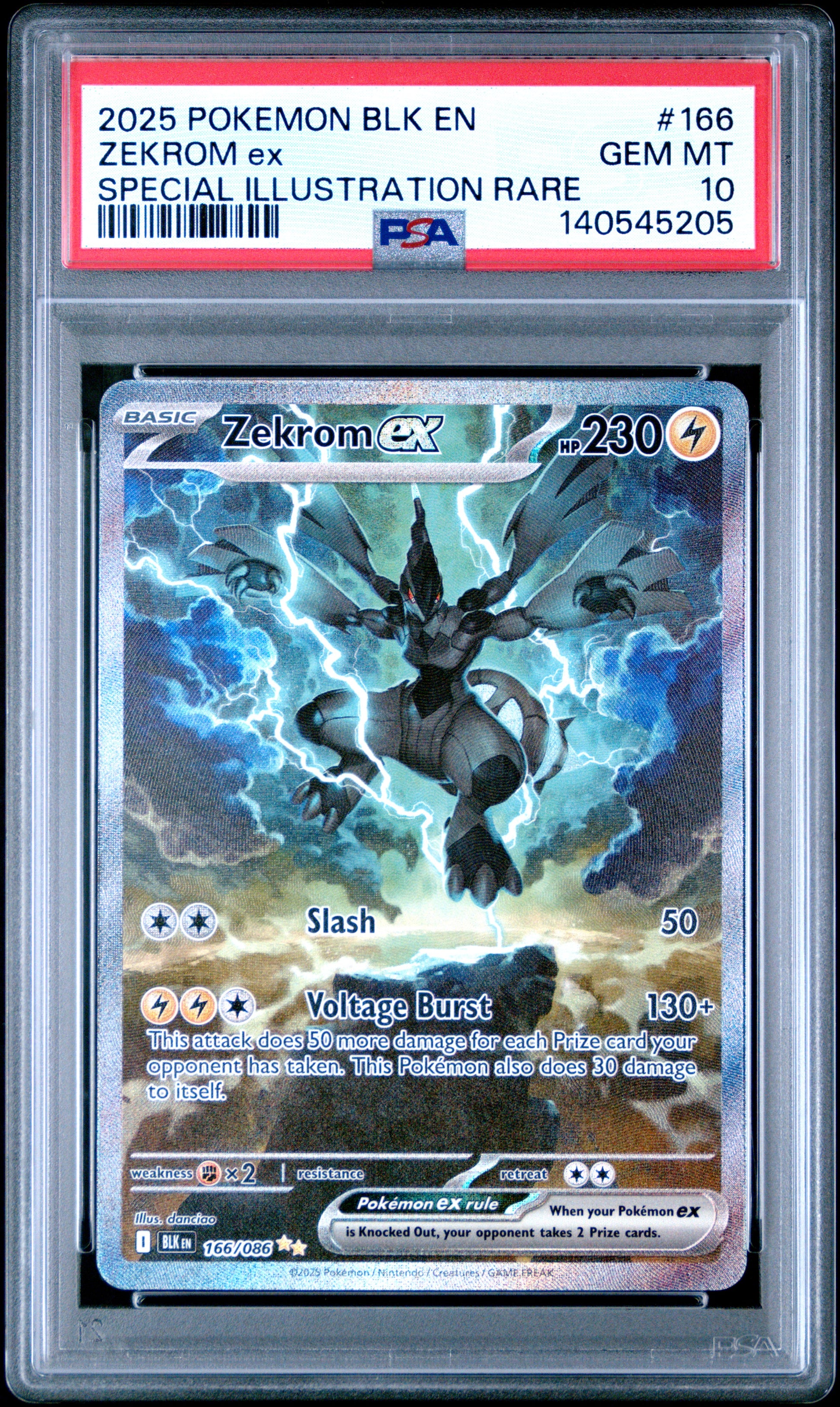 PSA 10 2025 ZEKROM EX 166 BLK EN-BLACK BOLT