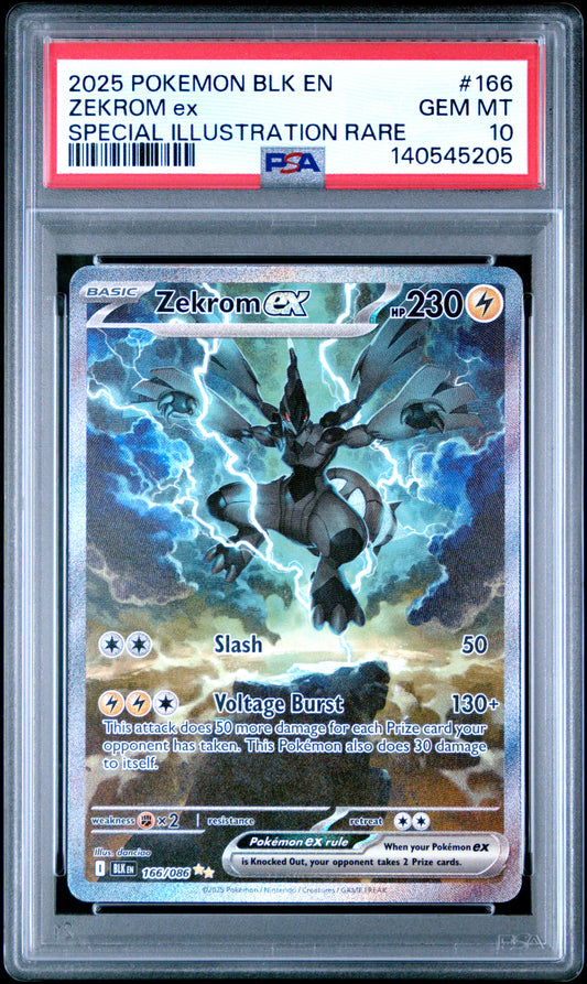 PSA 10 2025 ZEKROM EX 166 BLK EN-BLACK BOLT