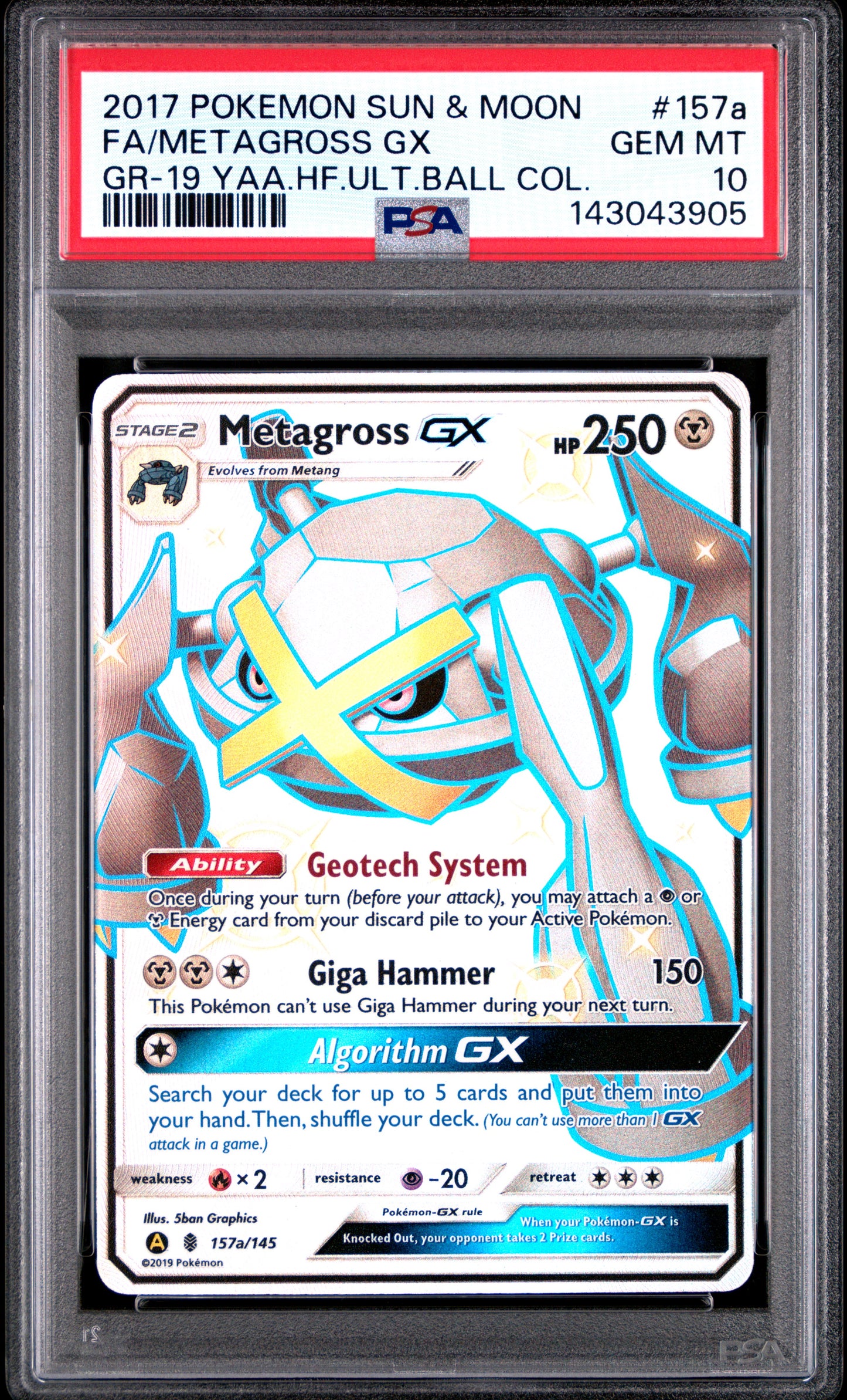 PSA 10 2017 METAGROSS GX 157A GUARDIANS RISING