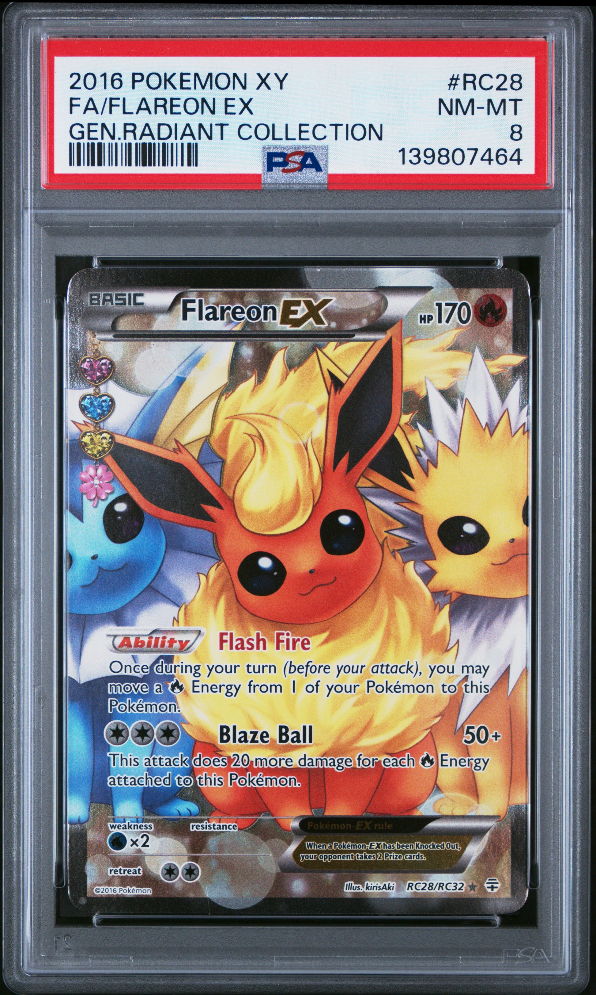 PSA 8 2016 FLAREON EX RC28 GENERATIONS RADIANT COLLECTION