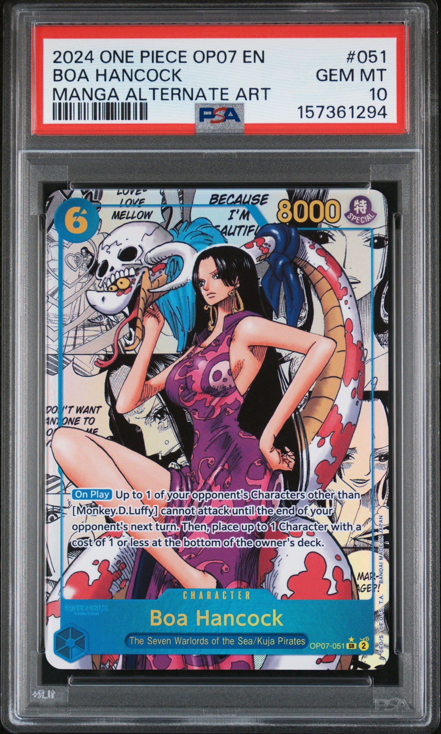 PSA 10 2024 BOA HANCOCK 051 ONE PIECE OP07-500 YEARS IN THE FUTURE