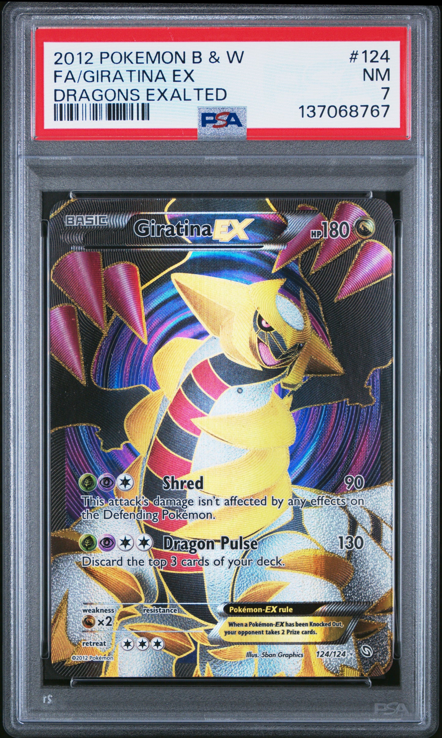 PSA 7 2012 GIRATINA EX 124/124 DRAGONS EXALTED