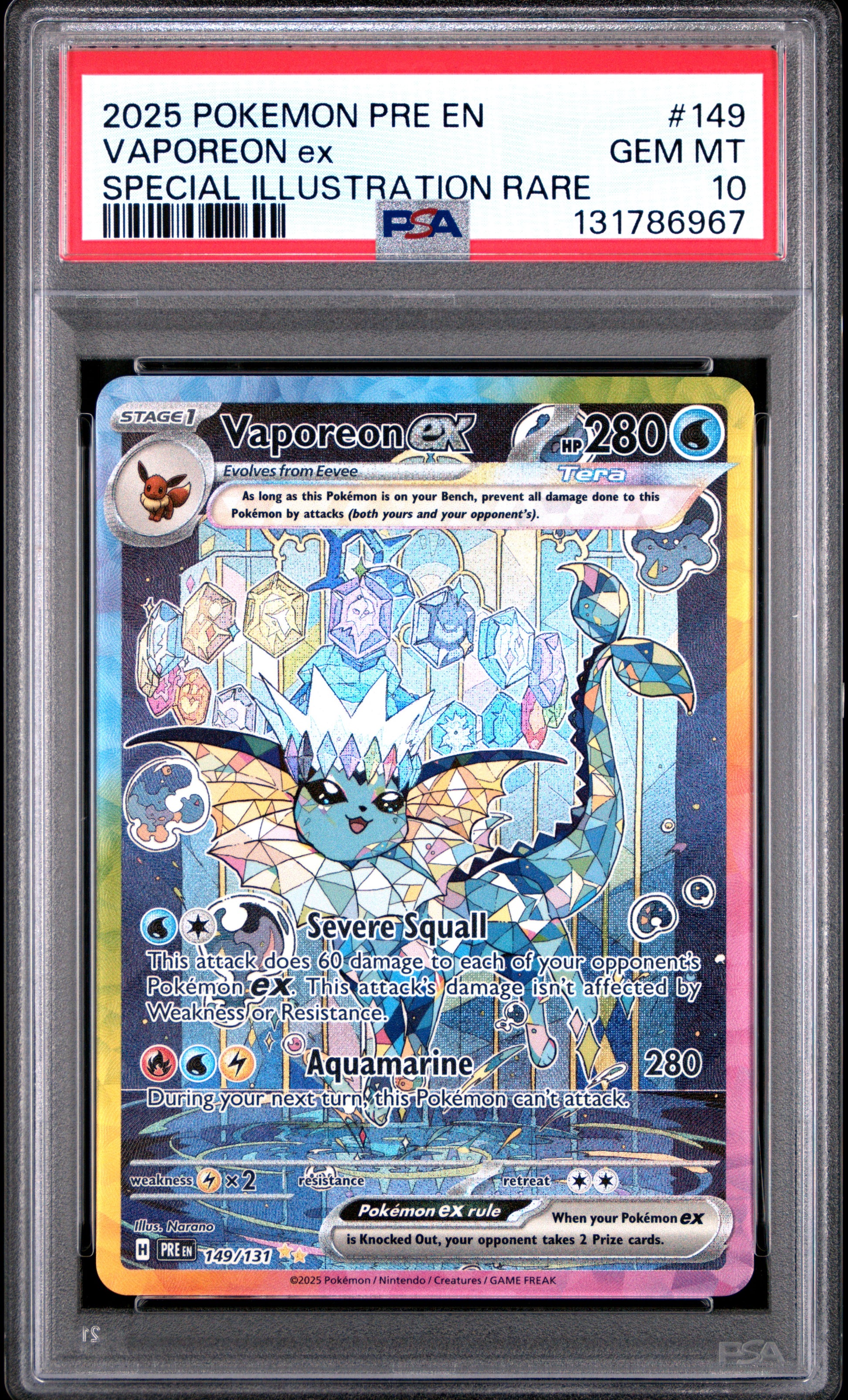 PSA 10 2025 VAPOREON EX 149 PRE ENPRISMATIC EVOLUTIONS