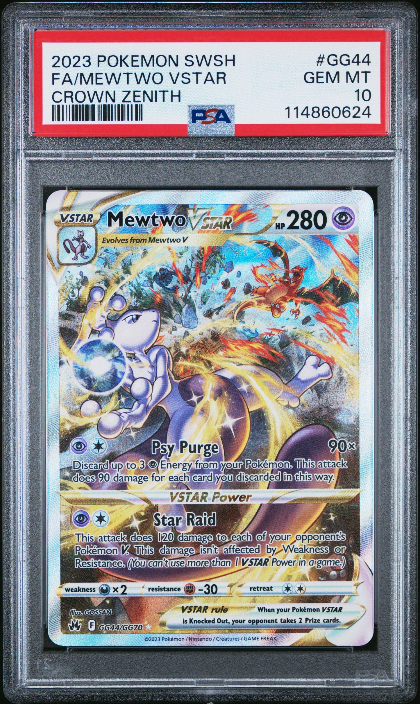 PSA 10 2023 MEWTWO VSTAR GG44 SWORD SHIELD CROWN ZENITH