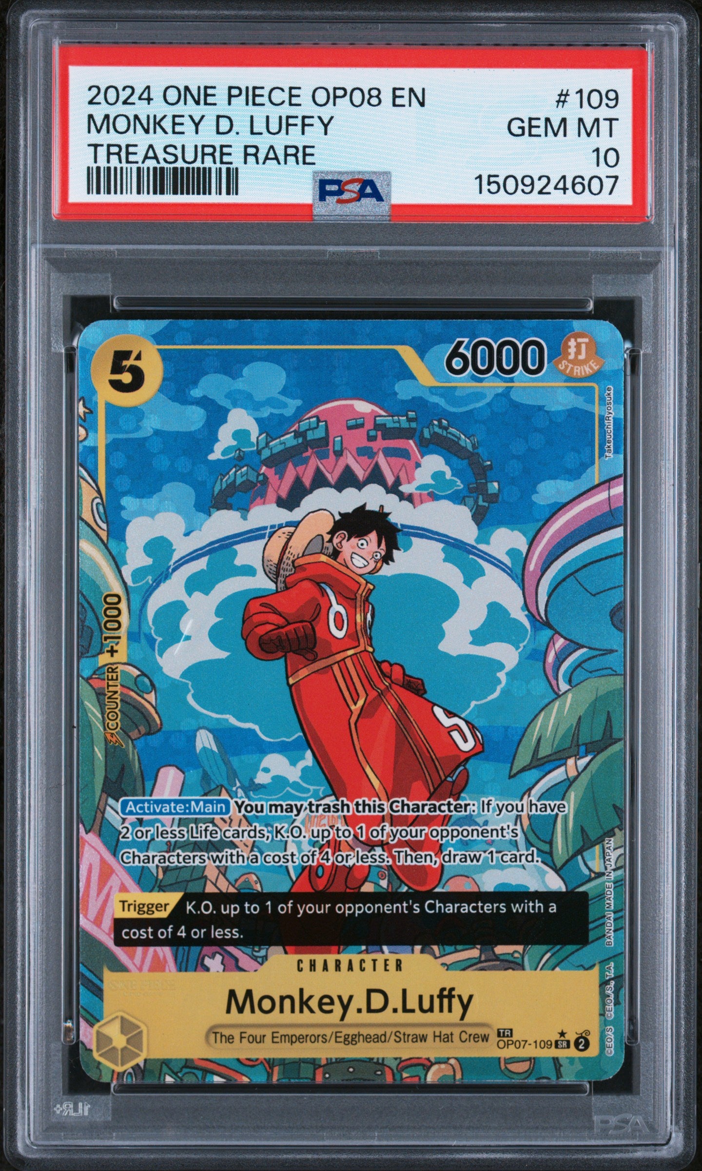PSA 10 2024 MONKEY D. LUFFY 109 ONE PIECE OP08-TWO LEGENDS