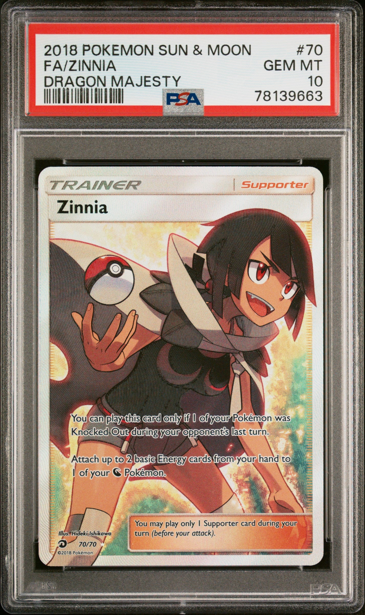 PSA 10 2018 ZINNIA 70 DRAGON MAJESTY