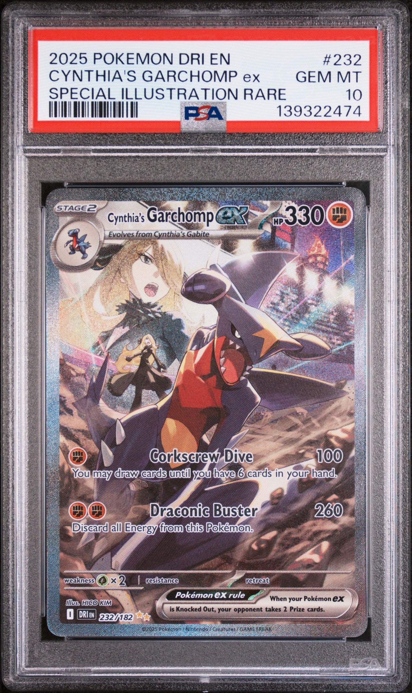 PSA 10 2025 CYNTHIA'S GARCHOMP EX 232 DRI EN-DESTINED RIVALS