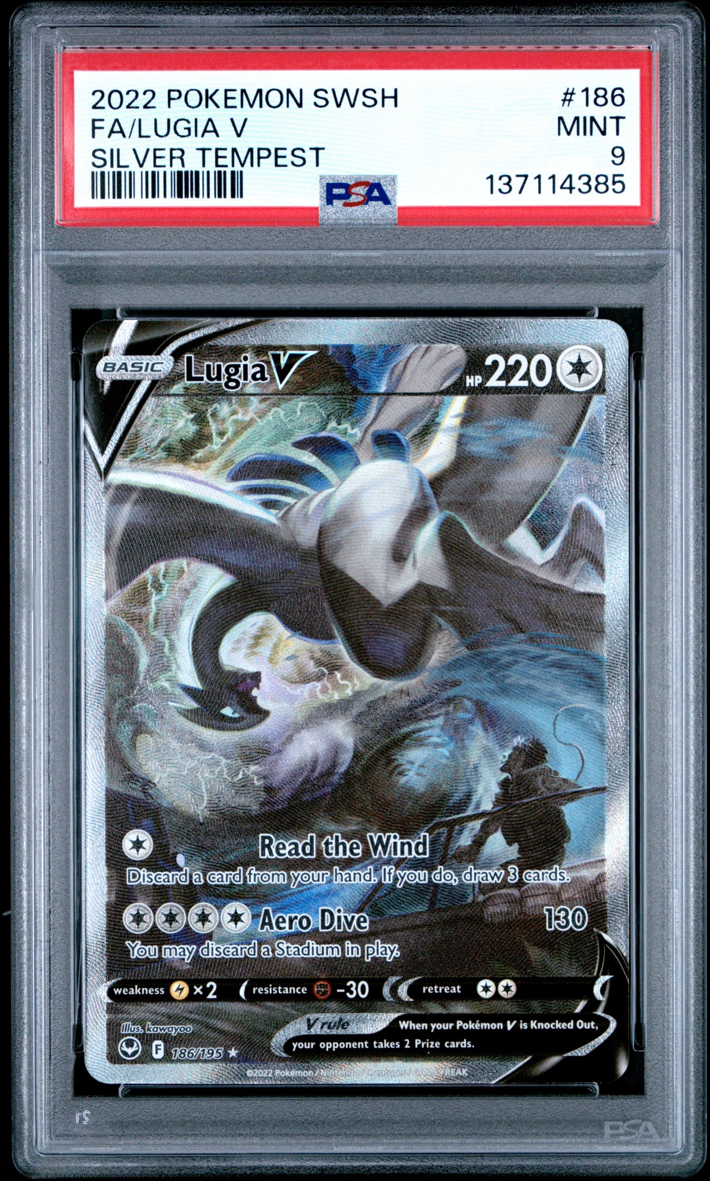 PSA 9 2022 LUGIA V 186 SILVER TEMPEST