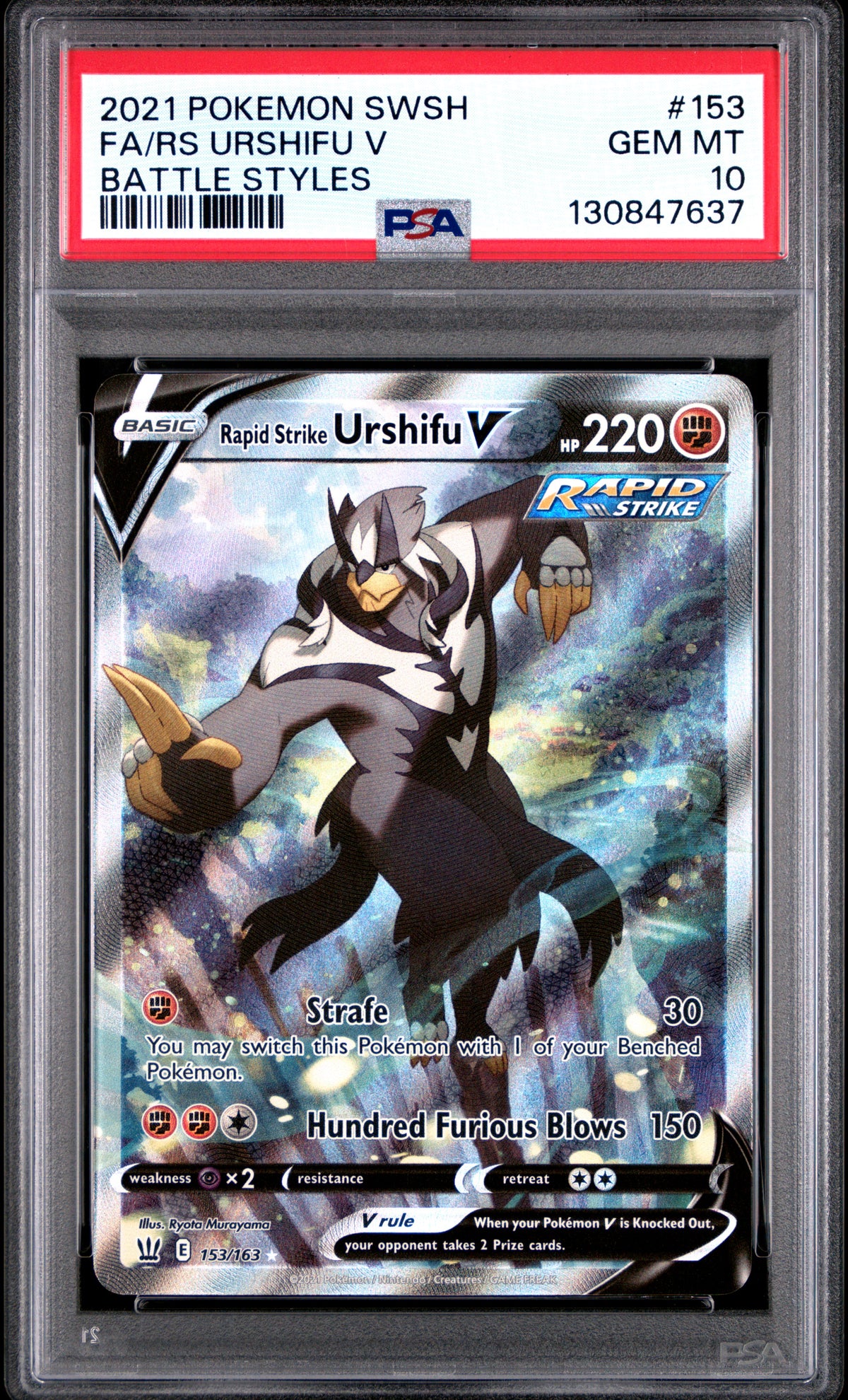 PSA 10 2021 RAPID STRIKE URSHIFU V 153/163 BATTLE STYLES