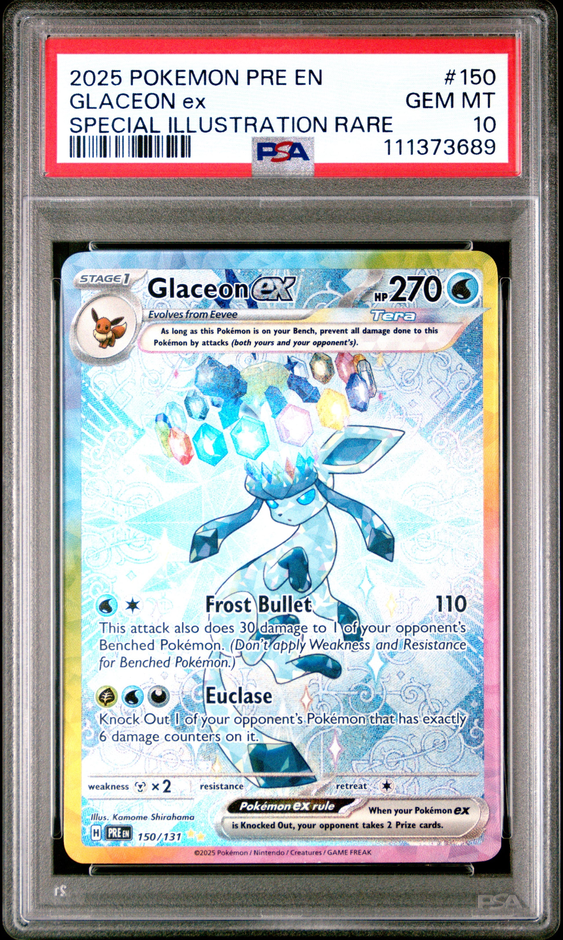 PSA 10 2025 GLACEON EX 150 PRE ENPRISMATIC EVOLUTIONS