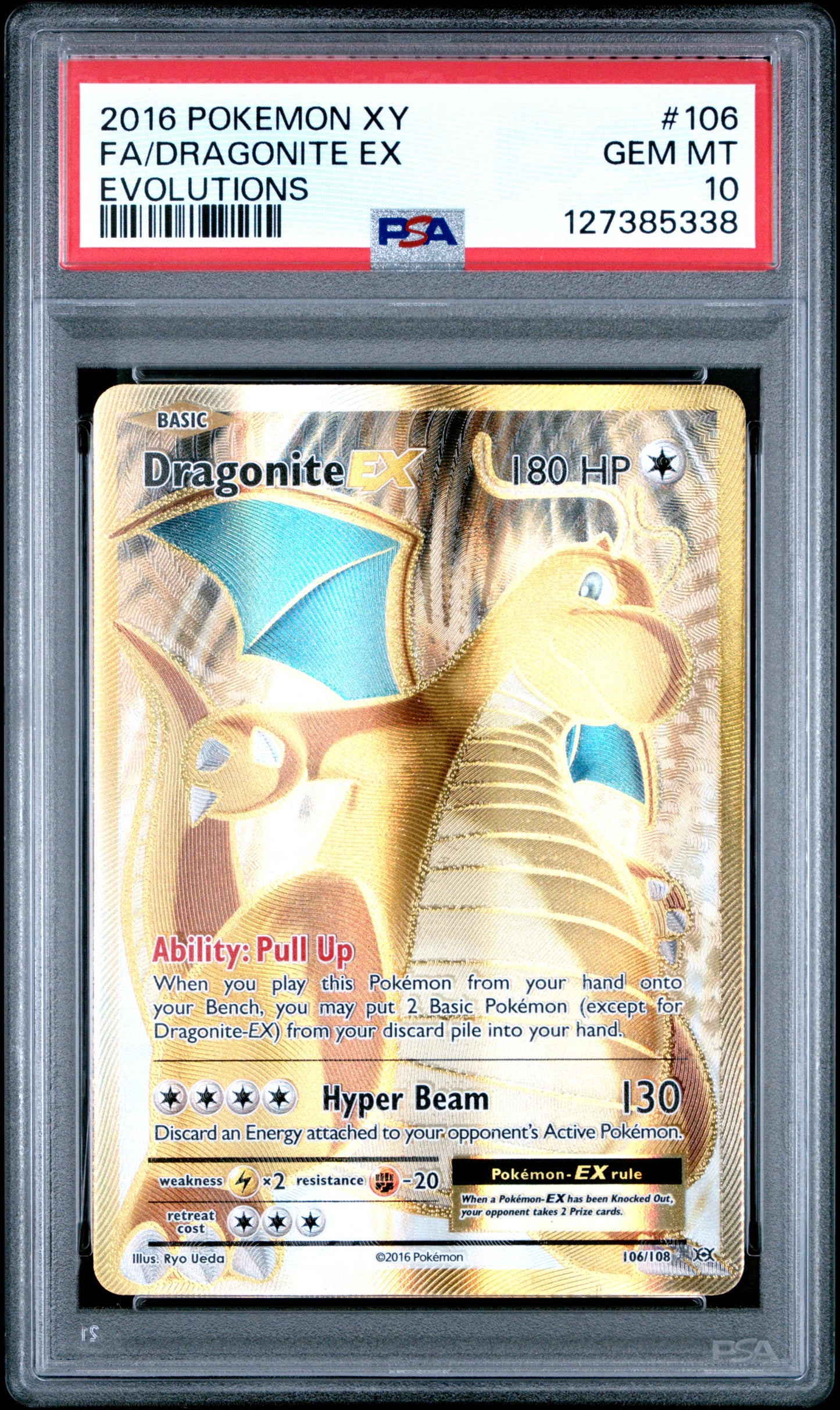 PSA 10 2016 DRAGONITE EX 106 EVOLUTIONS