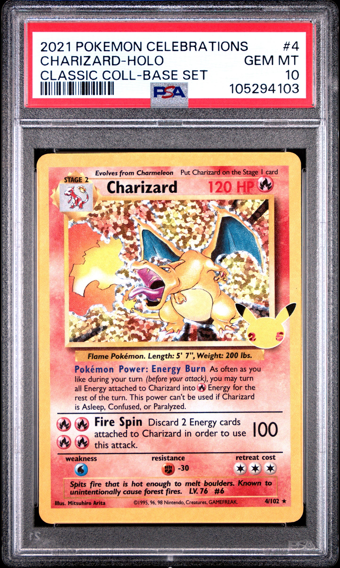 PSA 10 2021 CHARIZARD HOLO 4 CELEBRATIONS CLASSIC COLLECTION