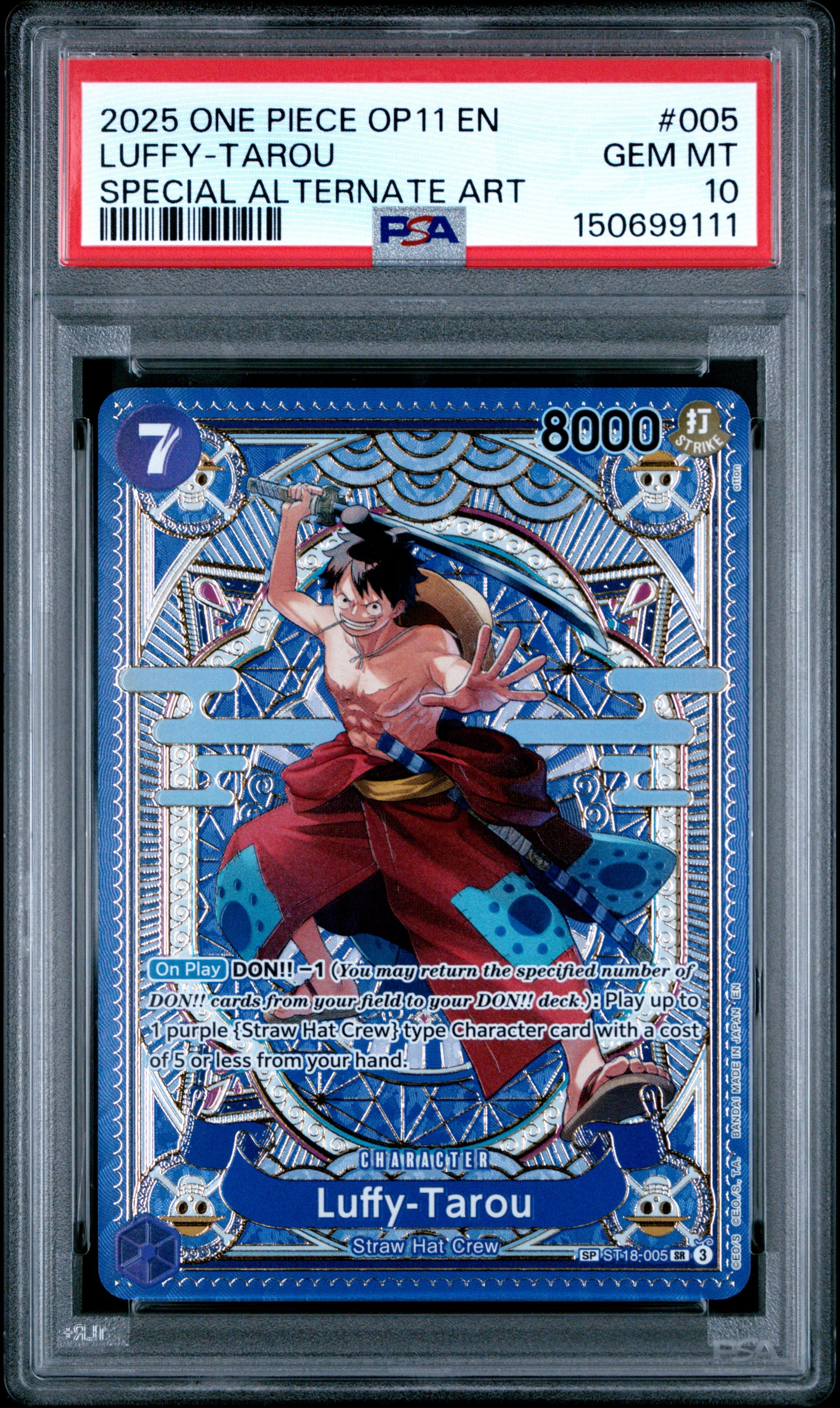 PSA 10 2025 LUFFY-TAROU 005 ONE PIECE OP11