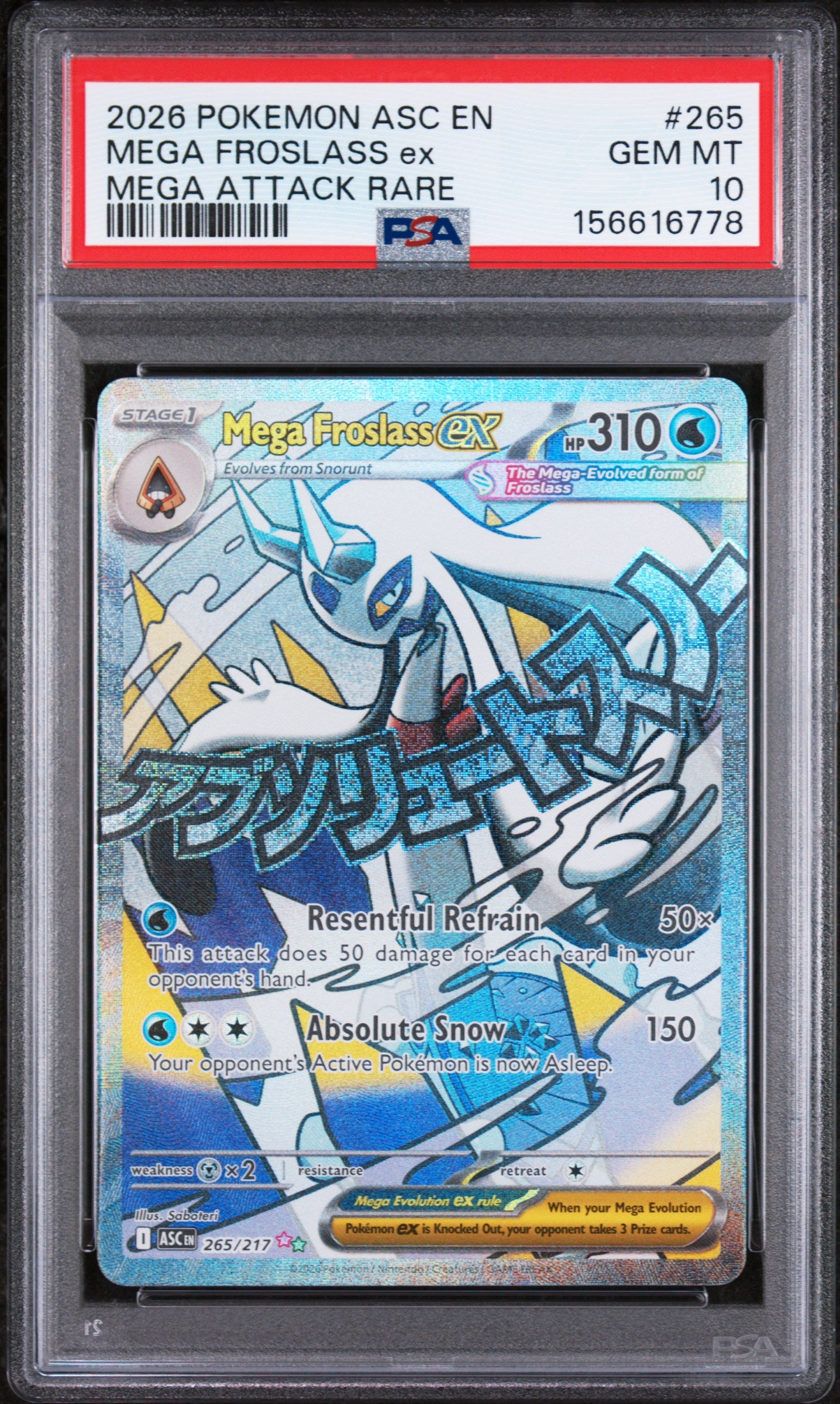 PSA 10 2026 MEGA FROSLASS EX 265 ASCENDED HEROES