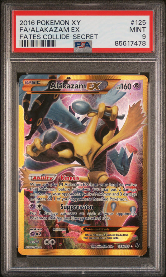 PSA 9 2016 ALAKAZAM EX 125/124 FATES COLLIDE
