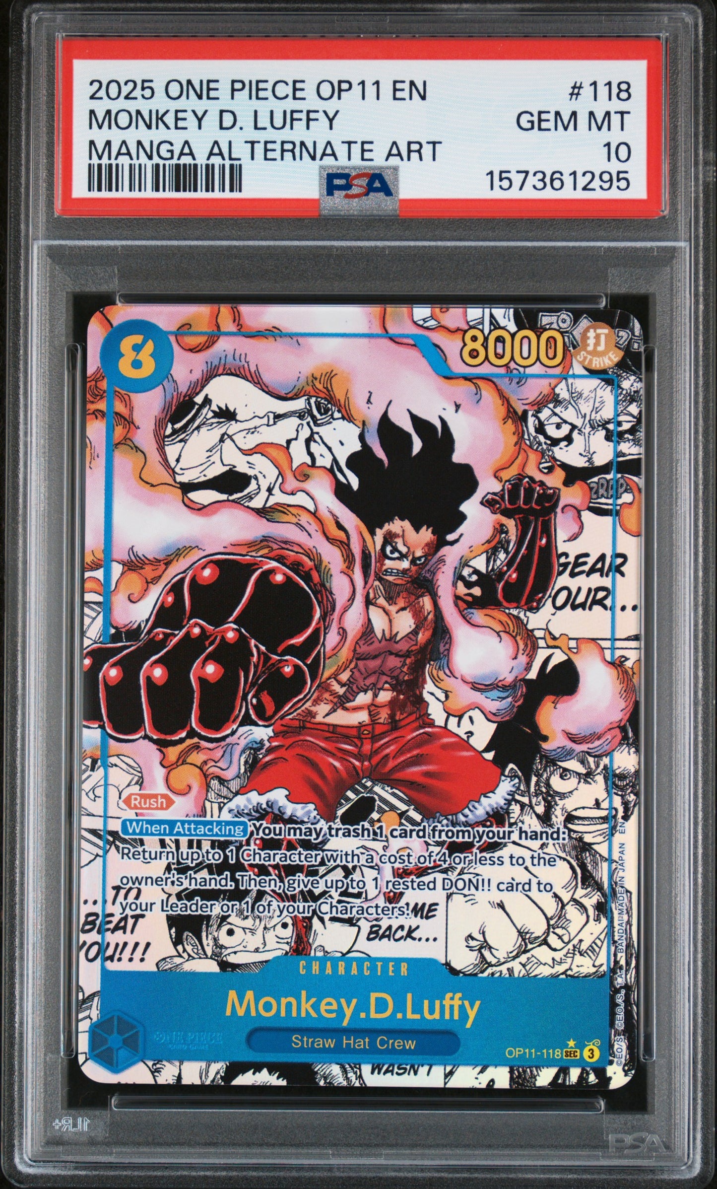 PSA 10 2025 MONKEY D. LUFFY 118 ONE PIECE OP11
