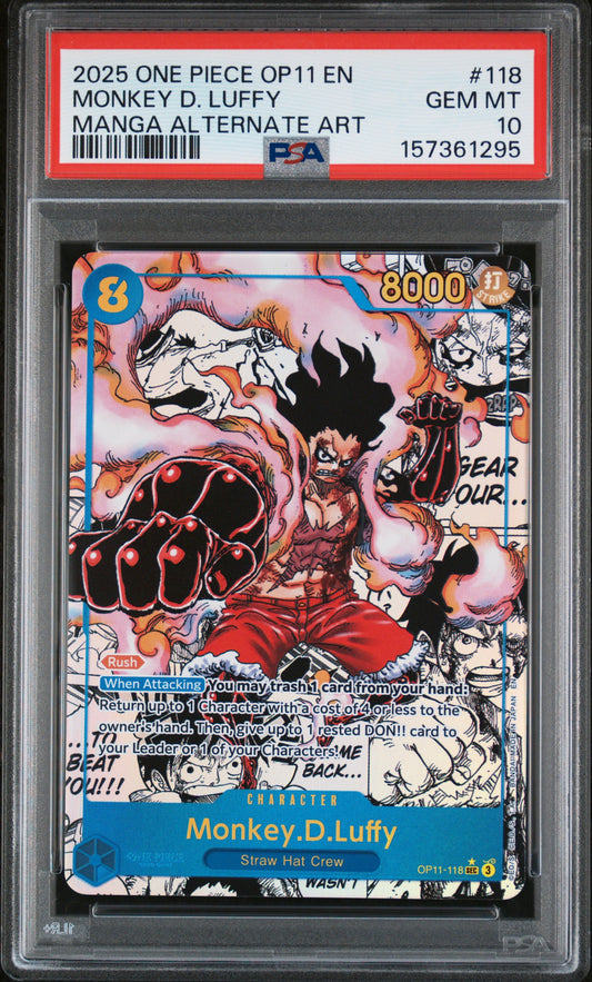 PSA 10 2025 MONKEY D. LUFFY 118 ONE PIECE OP11