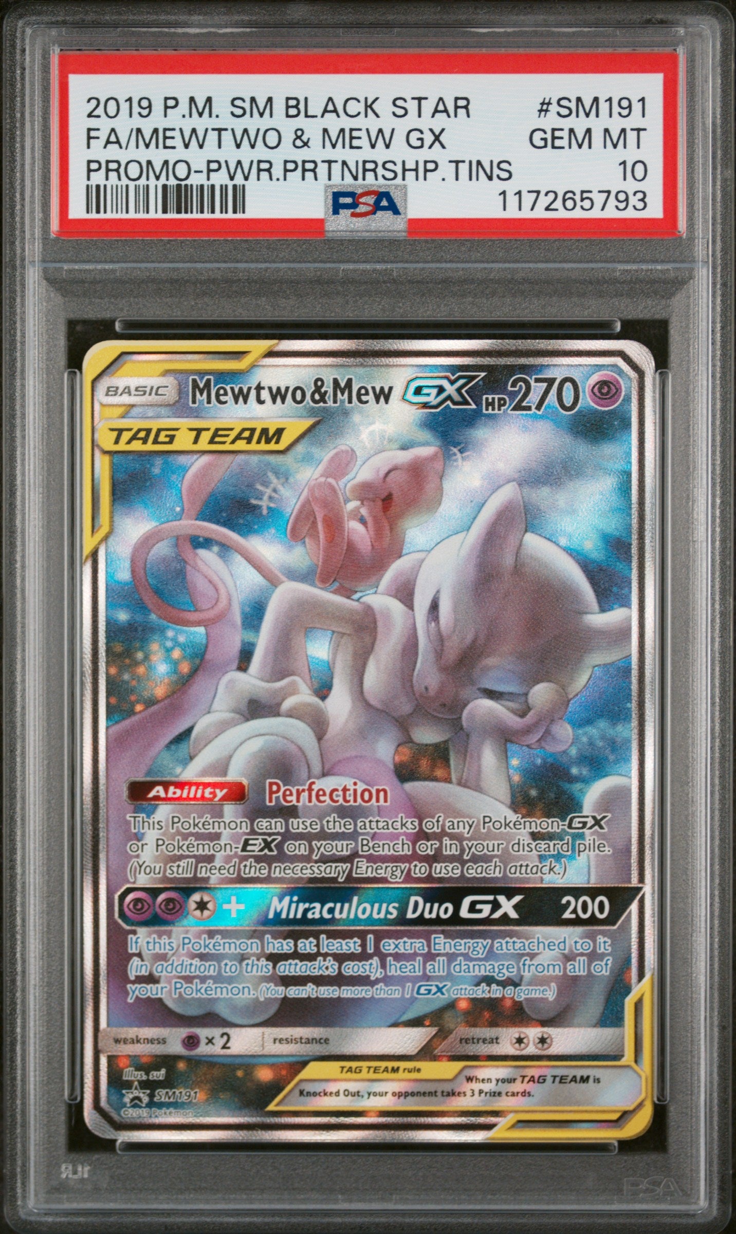 PSA 10 2019 MEWTWO & MEW GX SM191 SM BLACK STAR PROMO