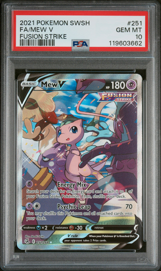 PSA 10 2021 MEW V 251 FUSION STRIKE