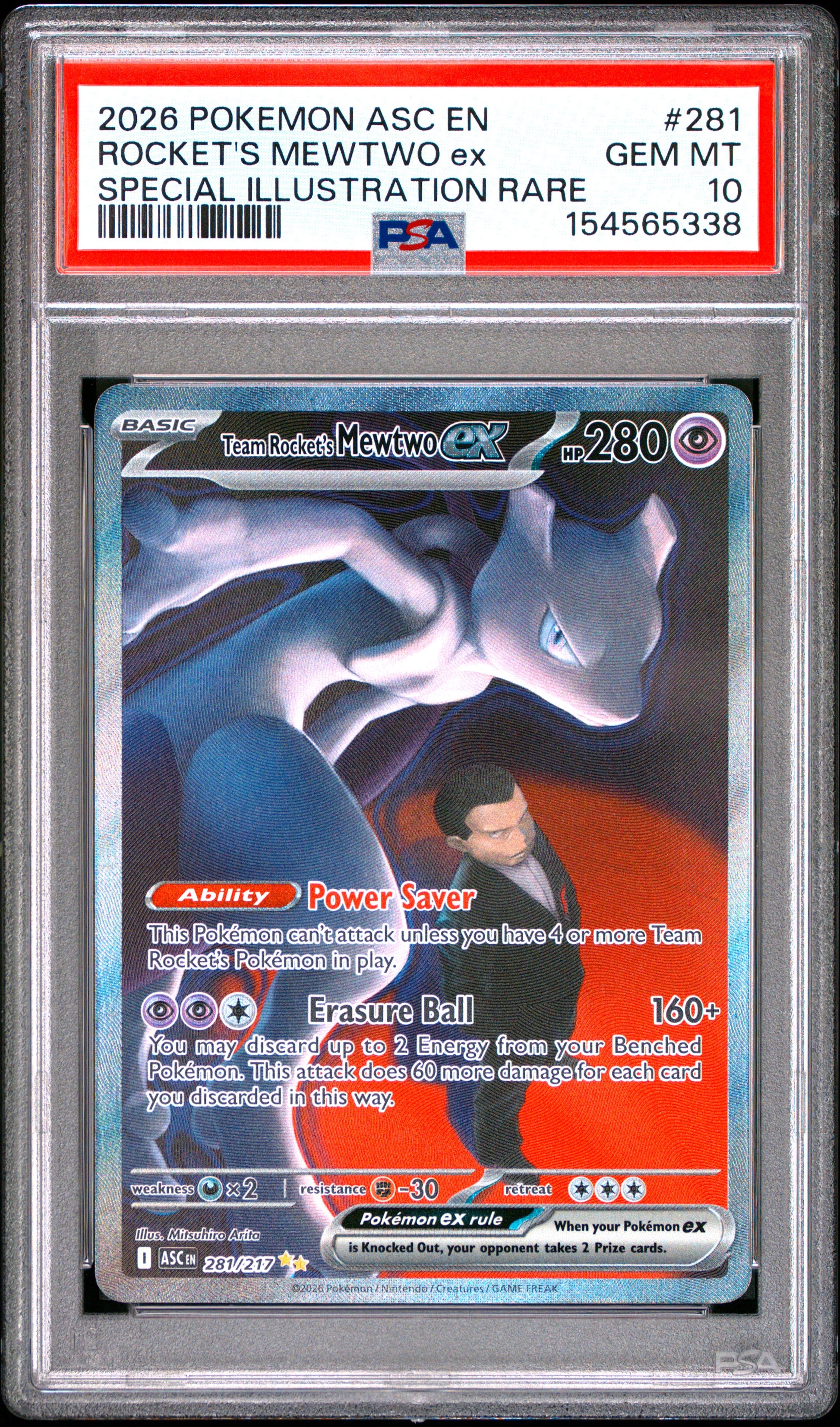 PSA 10 2026 TEAM ROCKET'S MEWTWO EX 281 ASCENDED HEROES