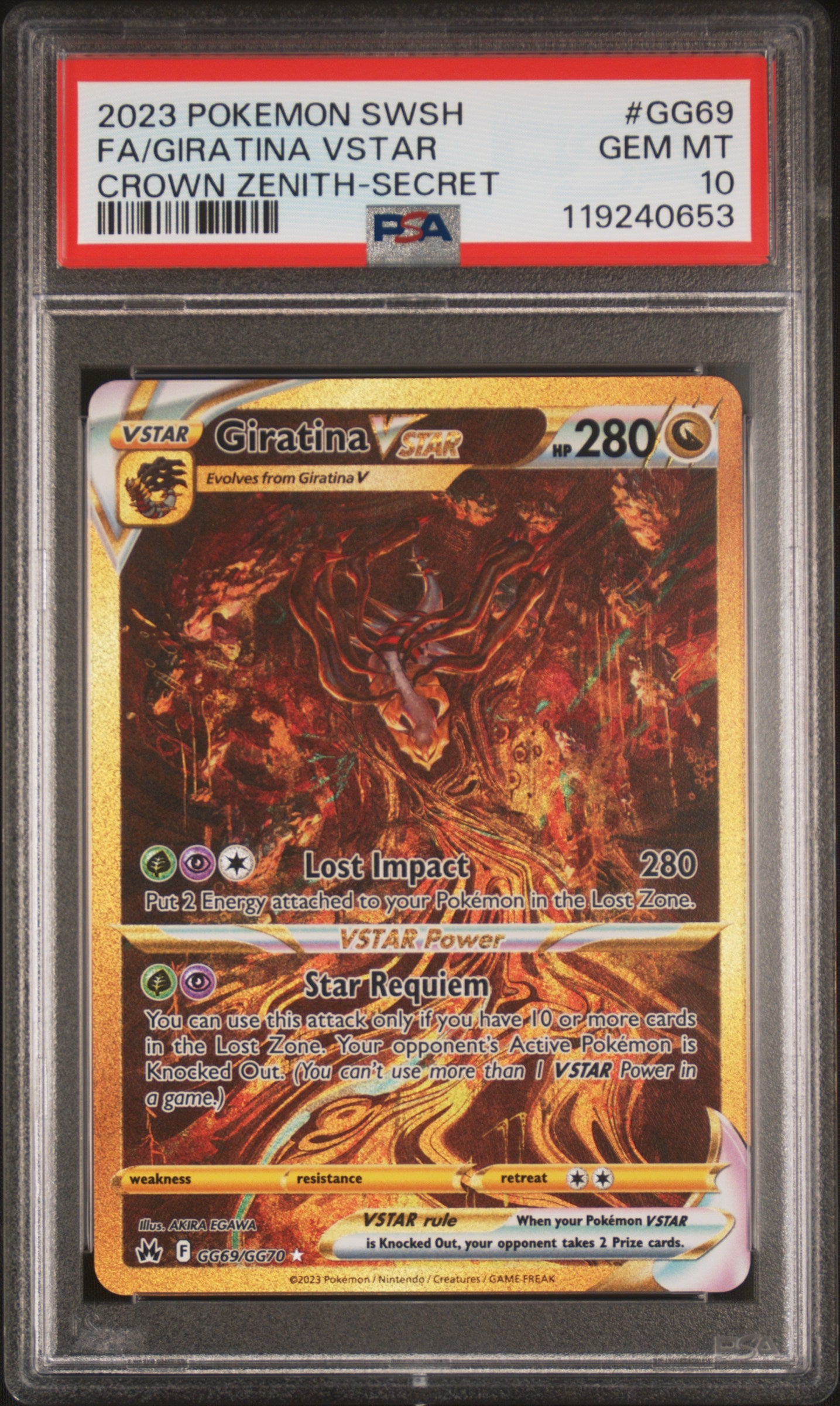 PSA 10 2023 GIRATINA VSTAR GG69 SWORD SHIELD CROWN ZENITH