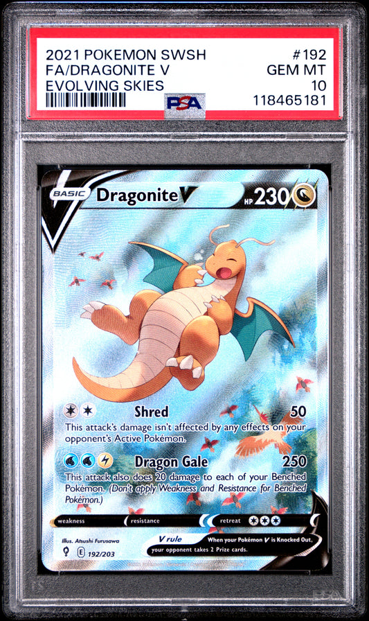 PSA 10 2021 DRAGONITE V 192 EVOLVING SKIES