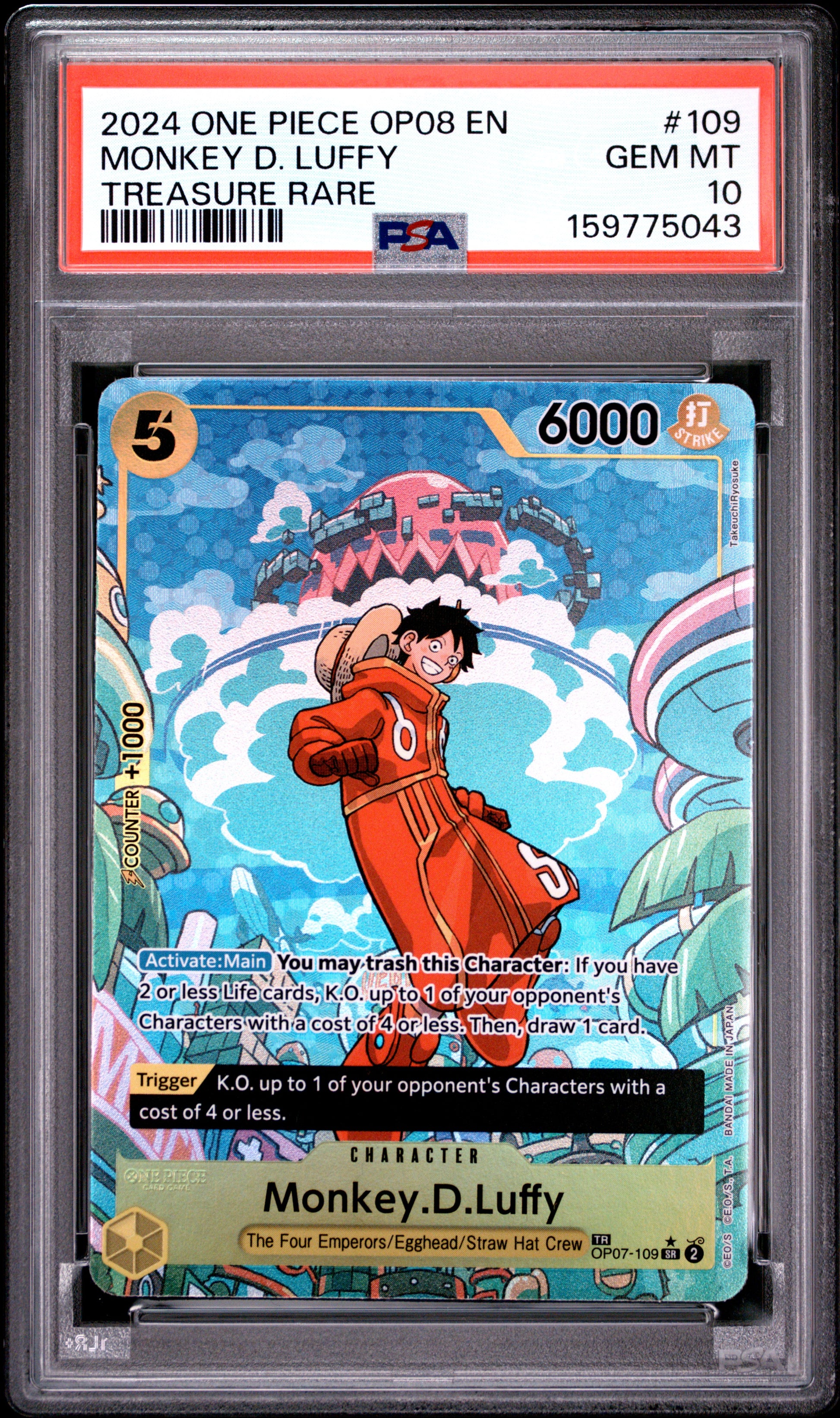 PSA 10 2024 MONKEY D. LUFFY 109 ONE PIECE OP08-TWO LEGENDS