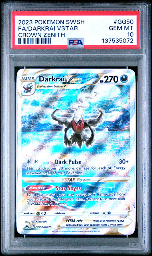 PSA 10 2023 DARKRAI VSTAR GG50/GG70 SWORD SHIELD CROWN ZENITH