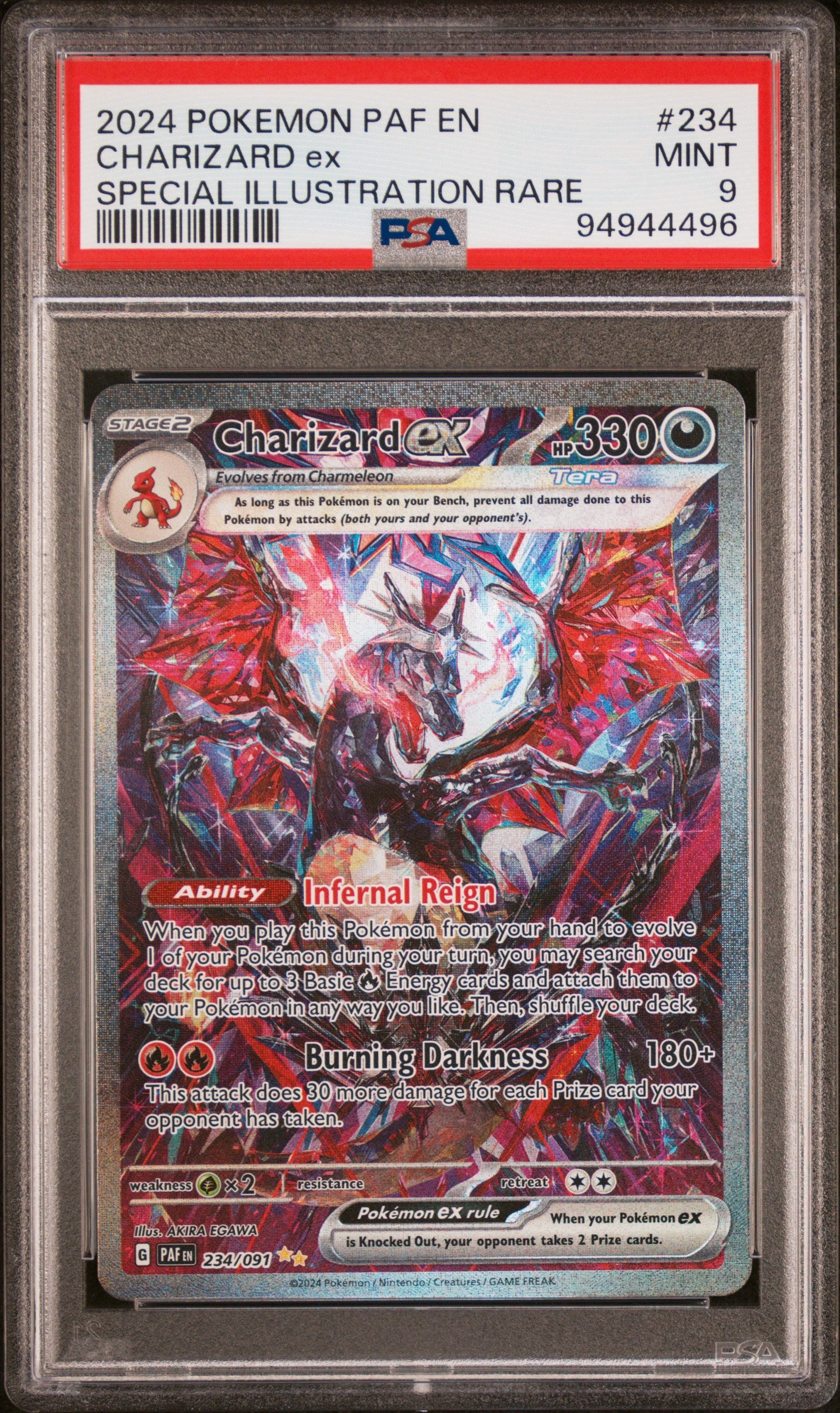 PSA 9 2024 CHARIZARD EX 234 PAF EN-PALDEAN FATES