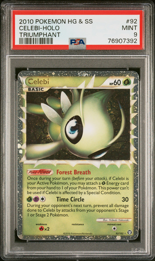 PSA 9 2010 CELEBI HOLO 92 HEARTGOLD & SOULSILVER TRIUMPHANT
