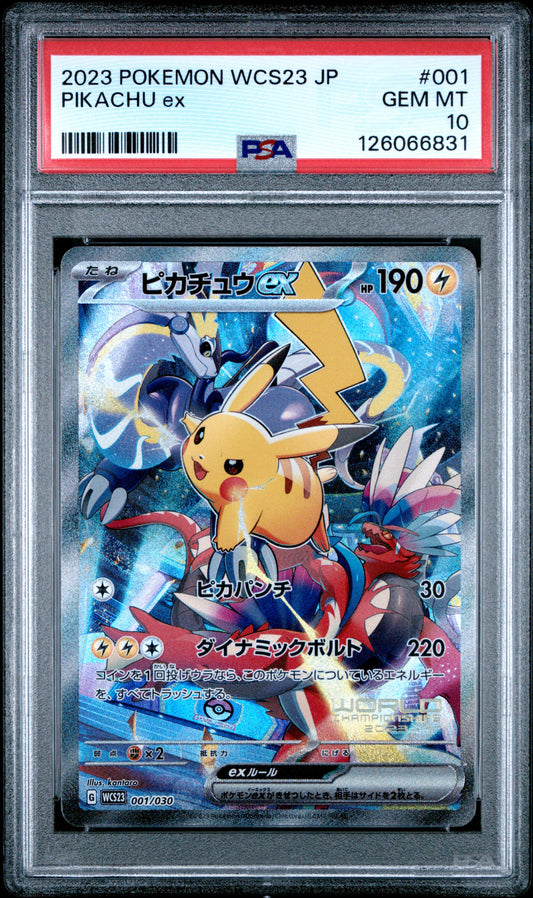 PSA 10 2023 PIKACHU EX 001 WORLD CHAMPIONSHIP DECK YOKOHAMA